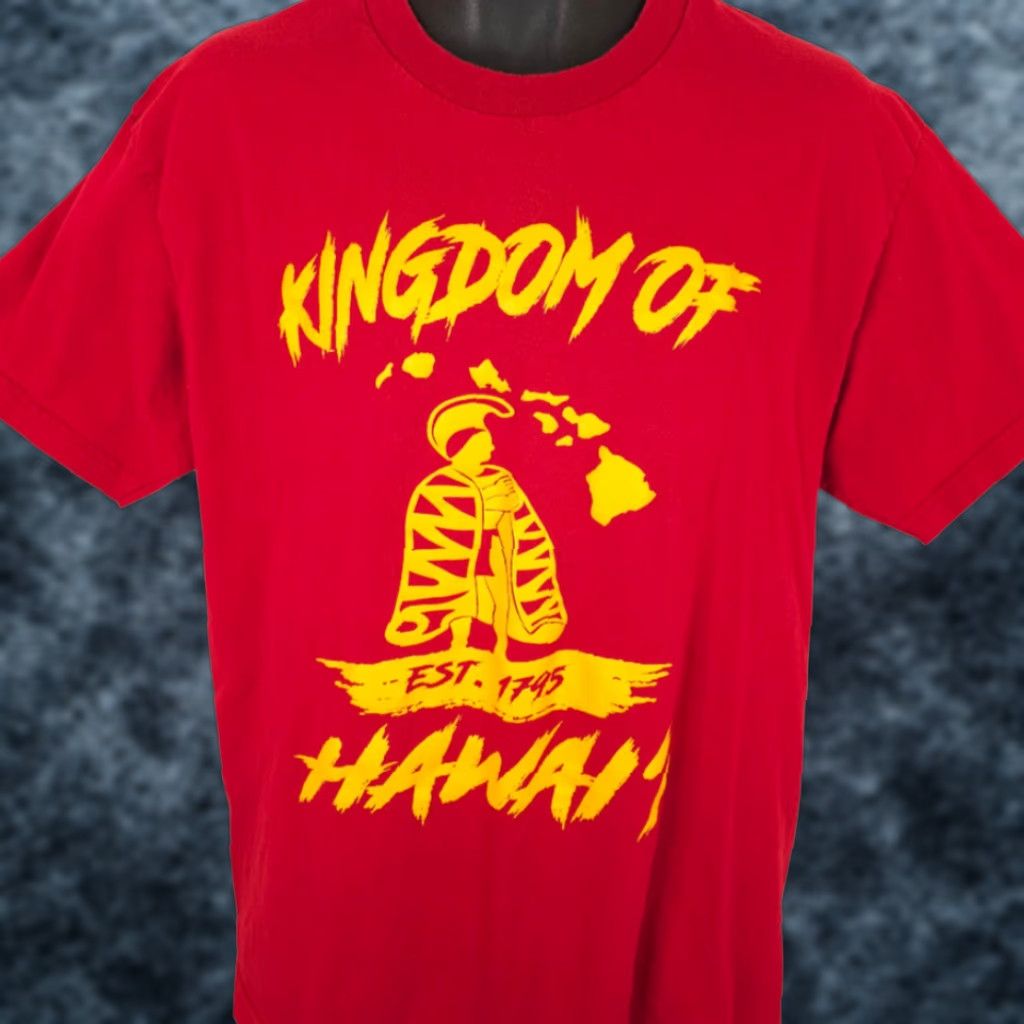 Vintage Kingdom Of Hawaii T Shirt Mens Large Red Hawaiian Travel Destination Tee Size US L / EU 52-54 / 3 - 1 Thumbnail