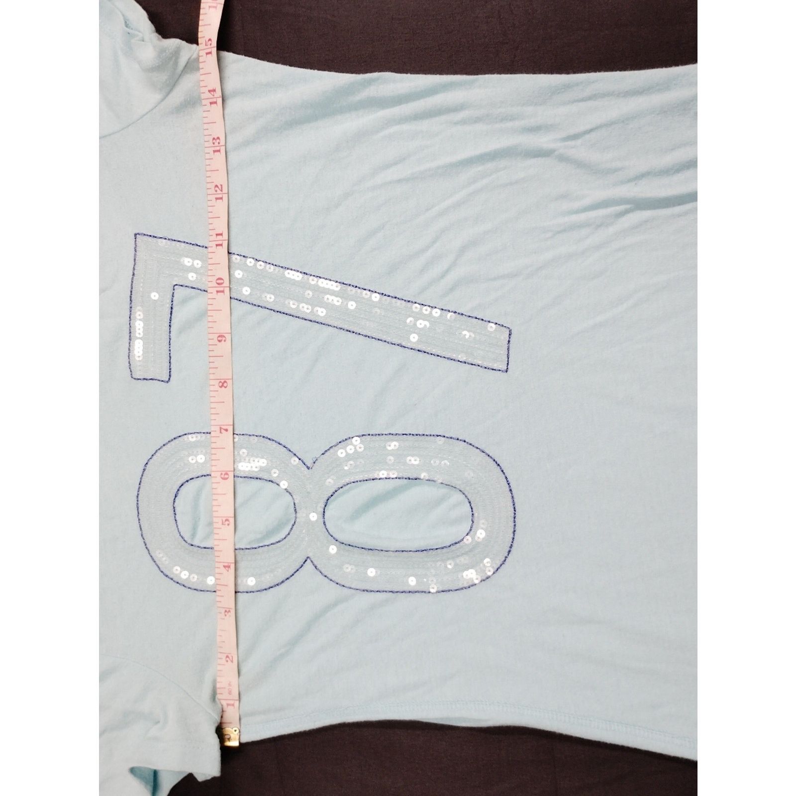 Aeropostale Aeropostale Light Blue Sequin '87' Short Sleeve Tee - Women Size S / US 4 / IT 40 - 4 Thumbnail