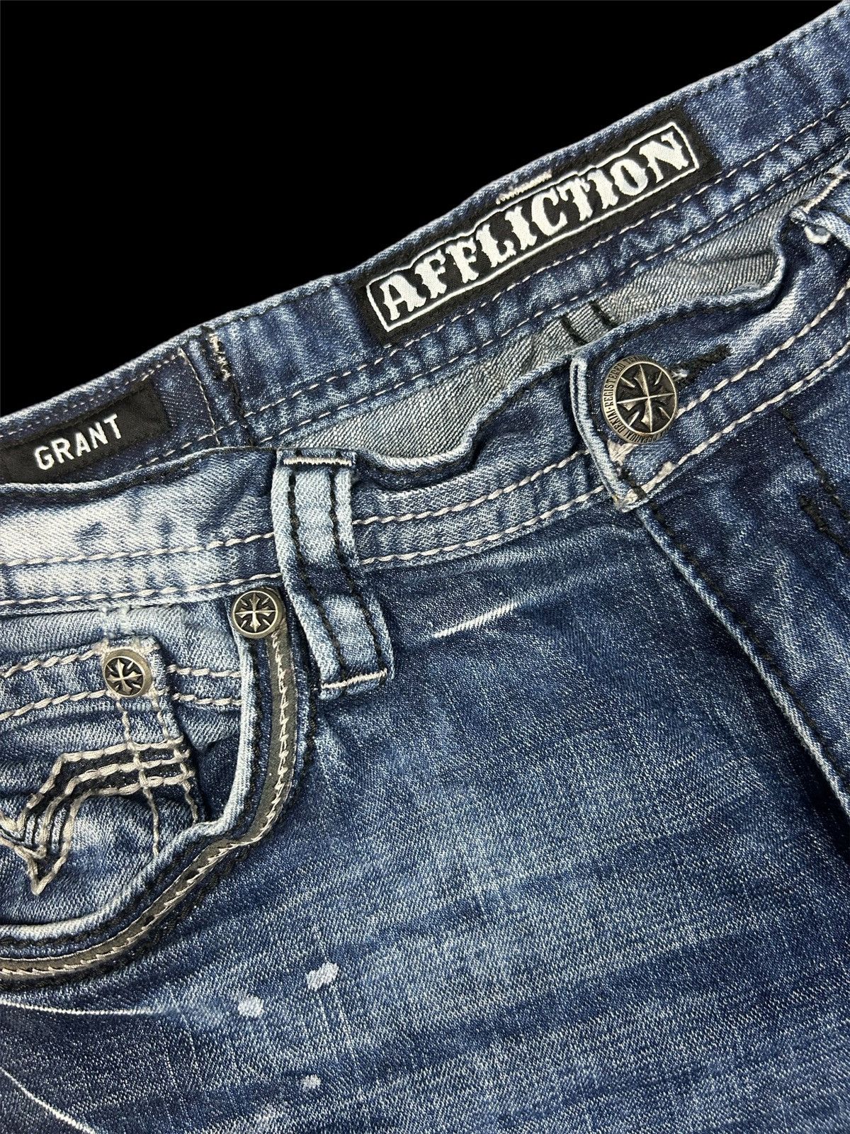 Affliction Affliction Denim Bootcut Acidwash Embroidered Jeans Size US 31 - 10 Thumbnail