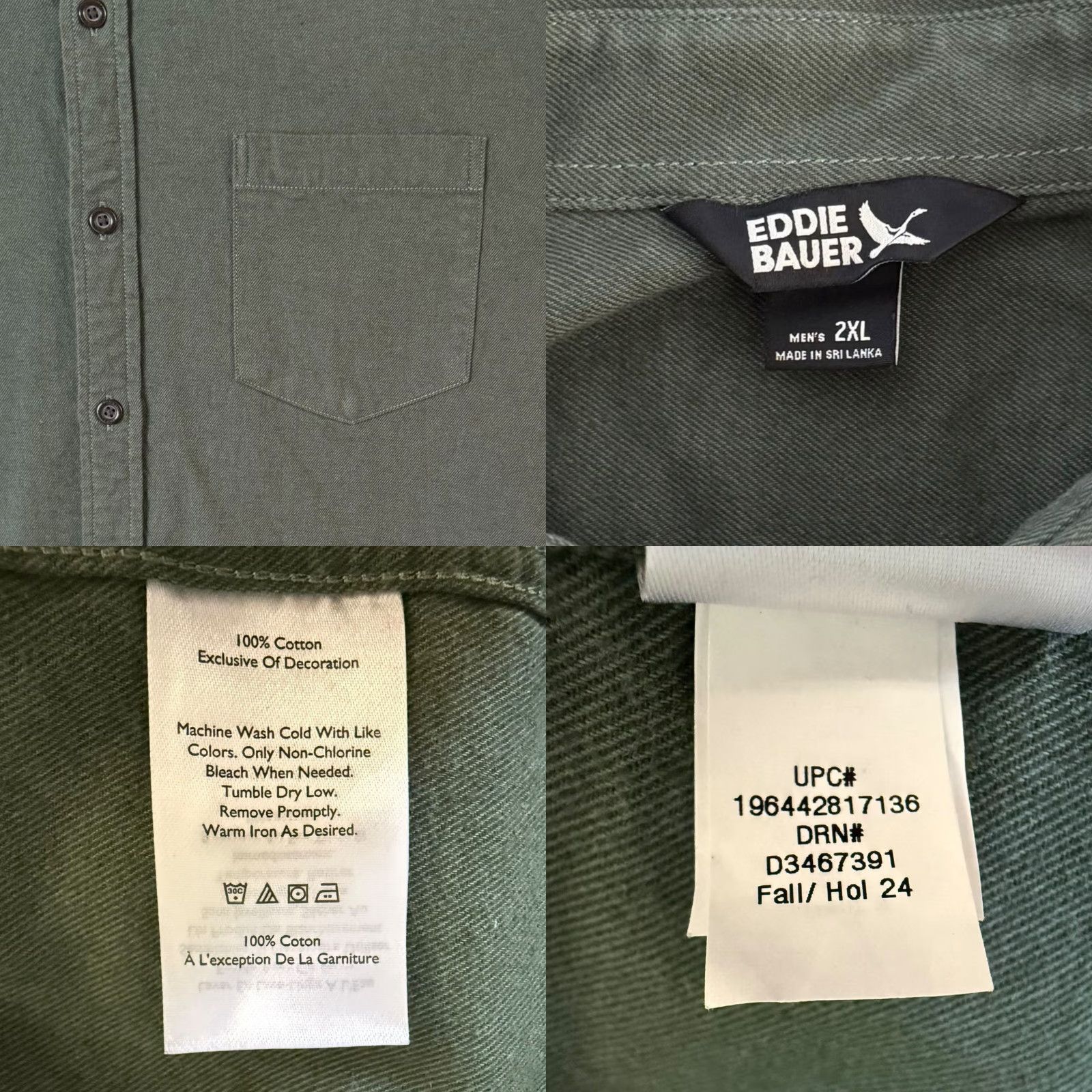 Eddie Bauer VINTAGE Eddie Bauer Shirt Green Men 2XL Cotton Twill Button-Down Long-Sleeve Size US XXL / EU 58 / 5 - 8 Thumbnail