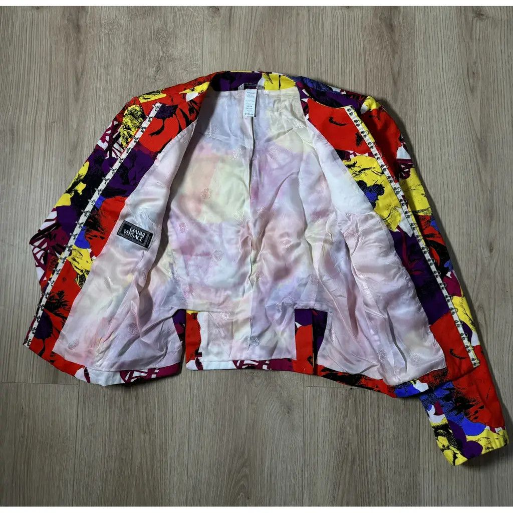 Versace GIANNI VERSACE Vintage Pop Art Blazer Jacket Rose Print IT42 Size M / US 6-8 / IT 42-44 - 7 Thumbnail