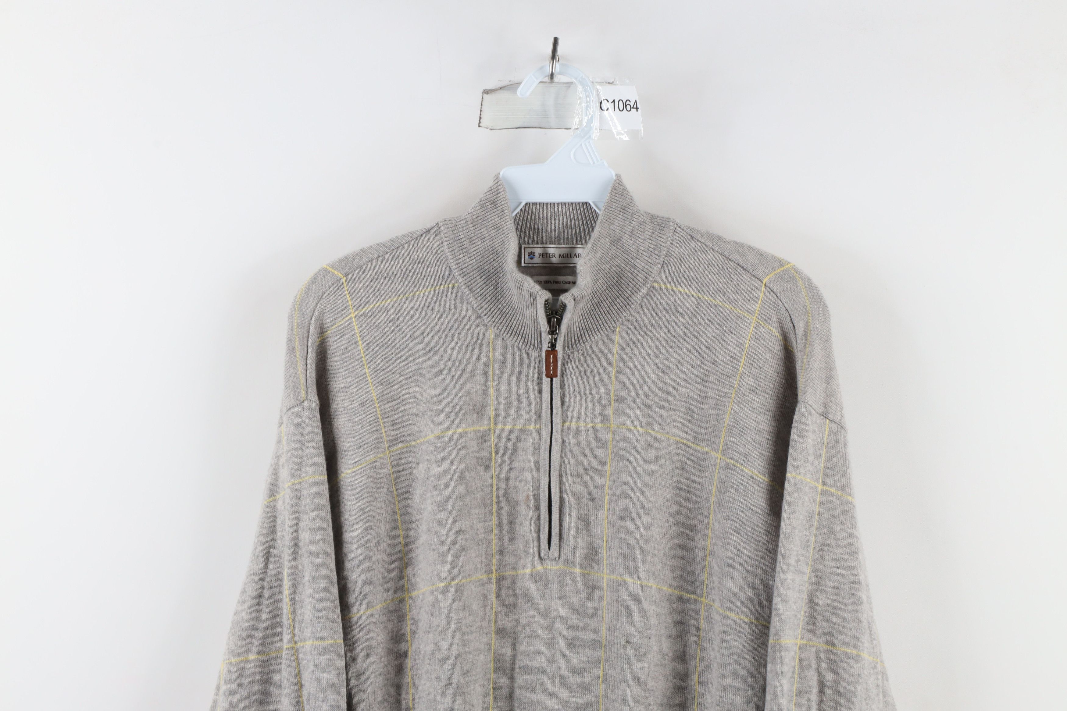 Peter Millar × Vintage Peter Millar Cashmere Knit Half Zip Pullover Sweater Plaid Size US L / EU 52-54 / 3 - 2 Thumbnail