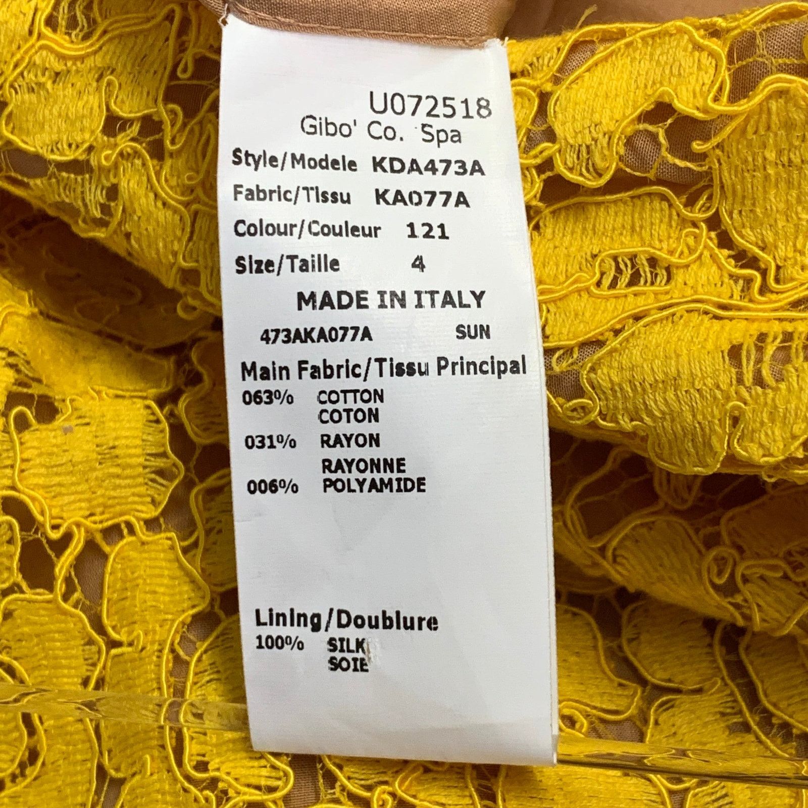 Michael Kors Yellow Mustard Cotton Blend Lace A-Line Cocktail Dress Size S / US 4 / IT 40 - 6 Thumbnail