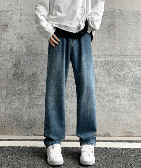 Japanese Brand × Jean Retro blue straight-leg trendy loose wide-leg bootcut jeans Size US 32 / EU 48 - 1 Thumbnail