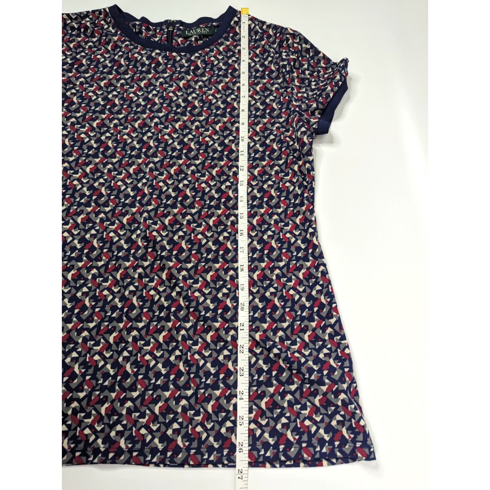 Ralph Lauren Lauren Ralph Lauren Meilyr Knit Geometric Pattern Top Navy Zip Womens Size L Short Sleeve Regular Fit Fashion-pullovers Size L / US 10 / IT 46 - 5 Thumbnail