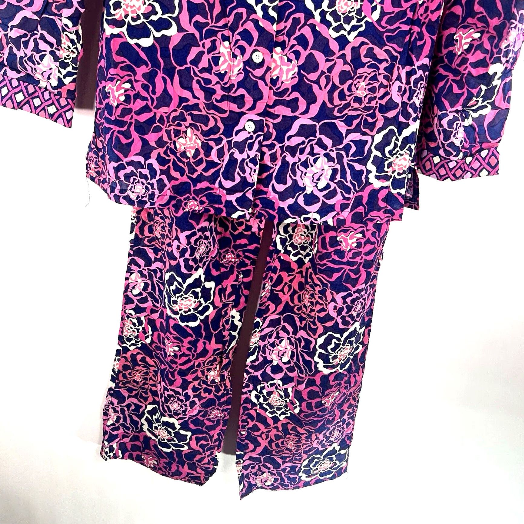 Vintage Vera Bradley Floral Pajama Set Women’s Size S Pink Long Sleeve Cami Sleepwear Size ONE SIZE - 3 Thumbnail