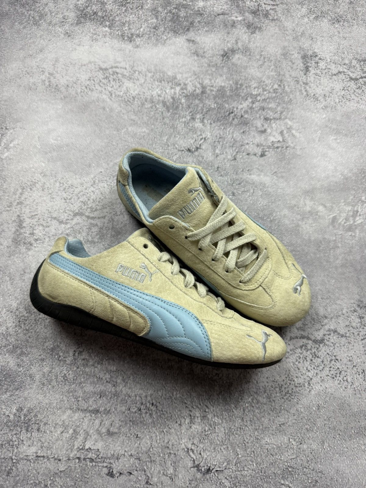 Puma Vintage Y2K Puma Speedcat Low Top Suede Beige/Blue Sneakers Size US 7 / IT 37 - 12 Thumbnail