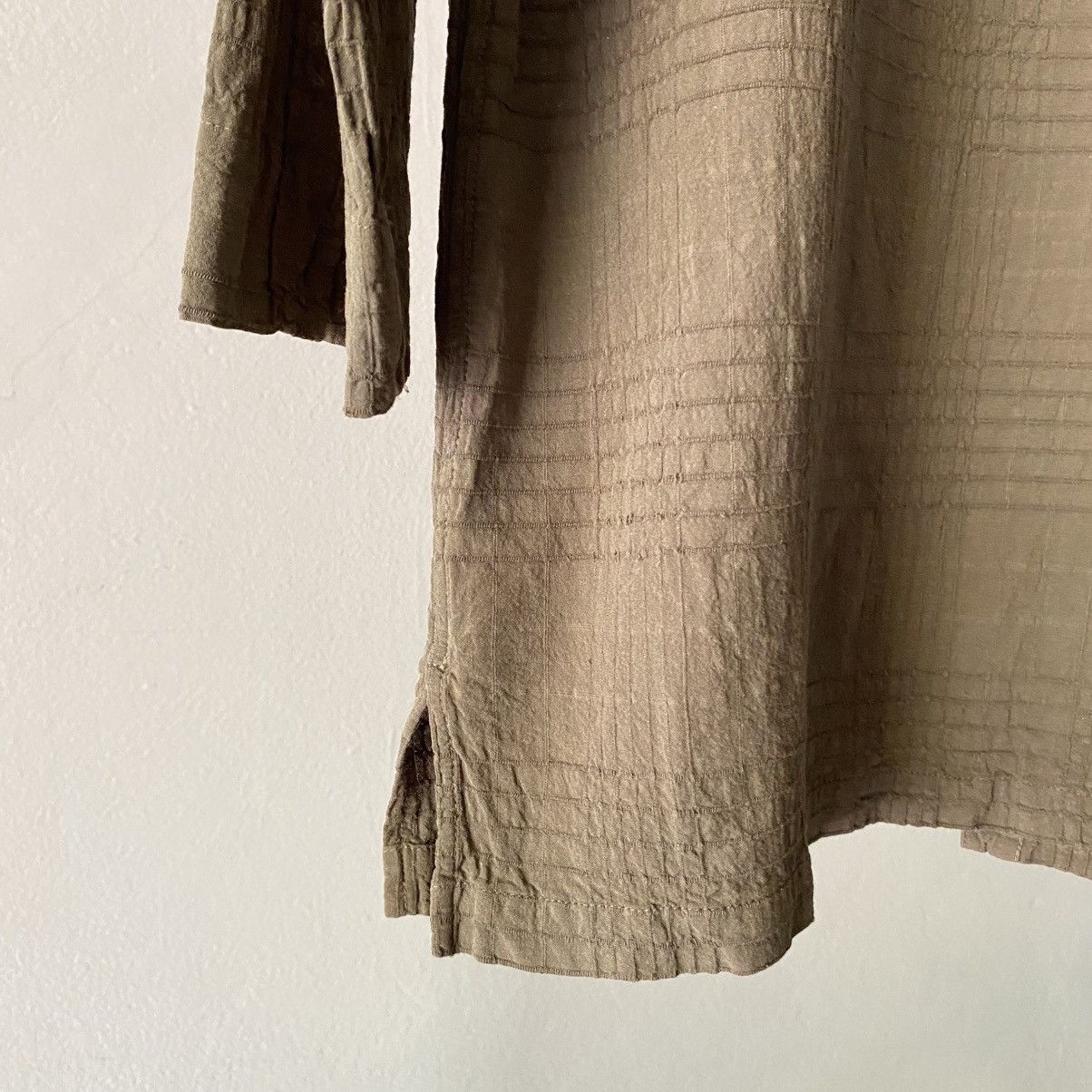 Issey Miyake Plantation Olive Textured Button-Down Tunic Size M / US 6-8 / IT 42-44 - 5 Thumbnail