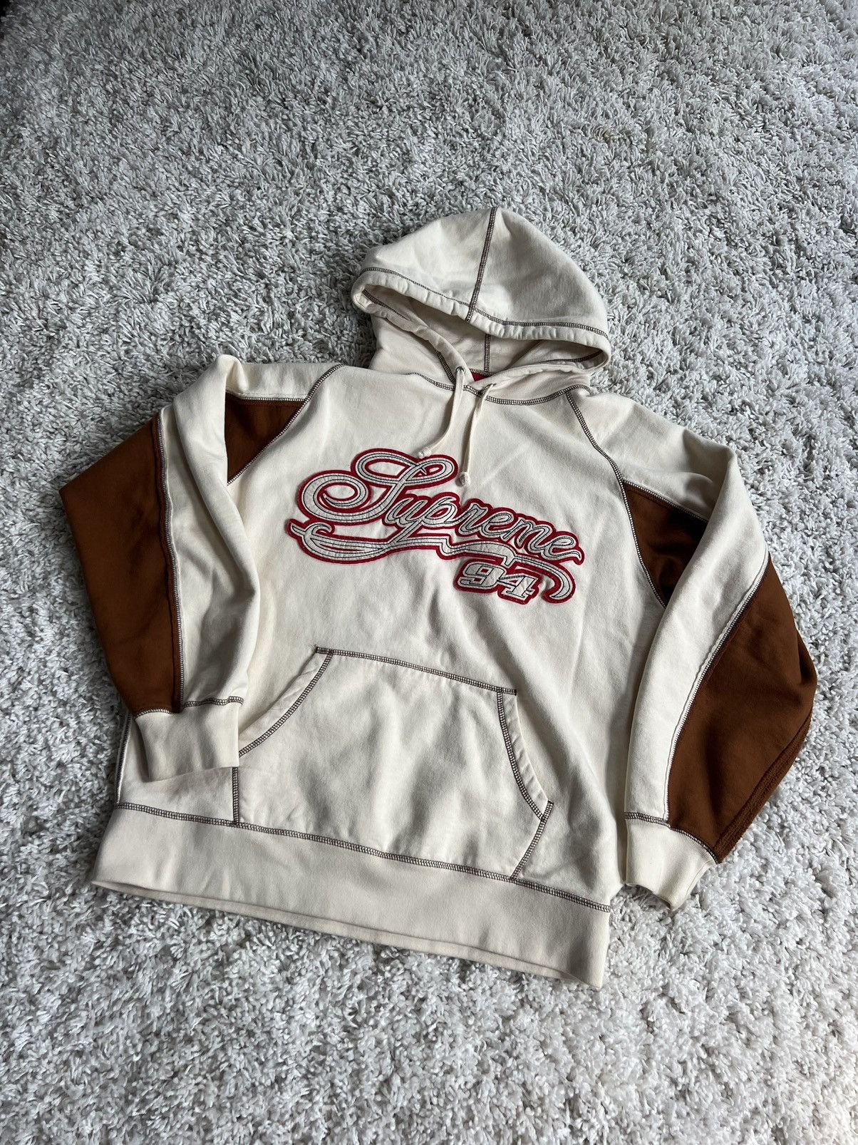 Supreme Supreme Paneled Script Hooded Sweatshirt | Grailed 