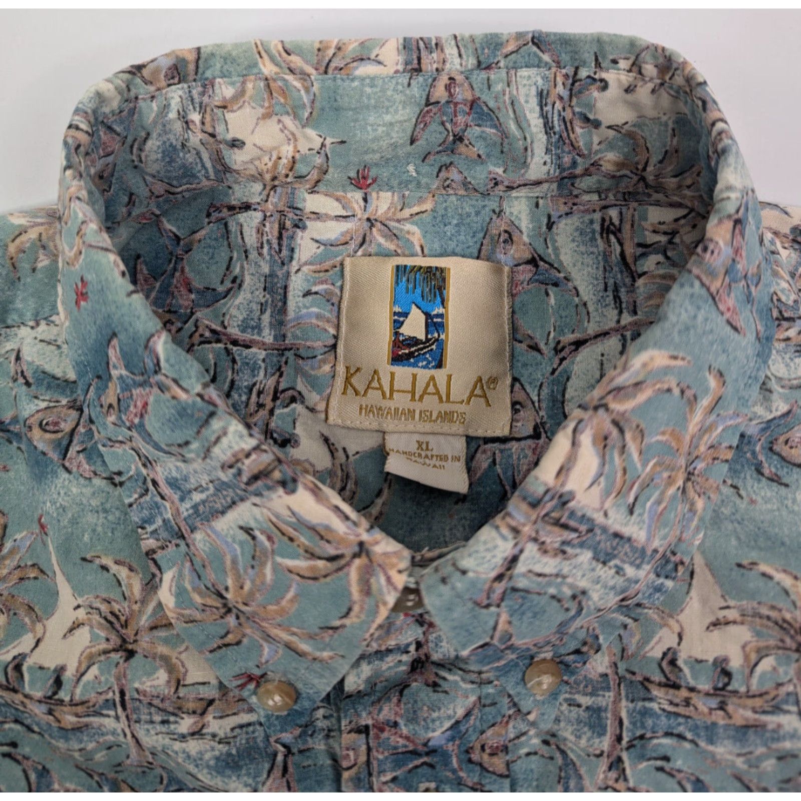 Vintage VINTAGE Kahala Shirt Mens XL Cotton Fish Palm Tree Hawaiian Island 1/4 Button Size US XL / EU 56 / 4 - 6 Thumbnail