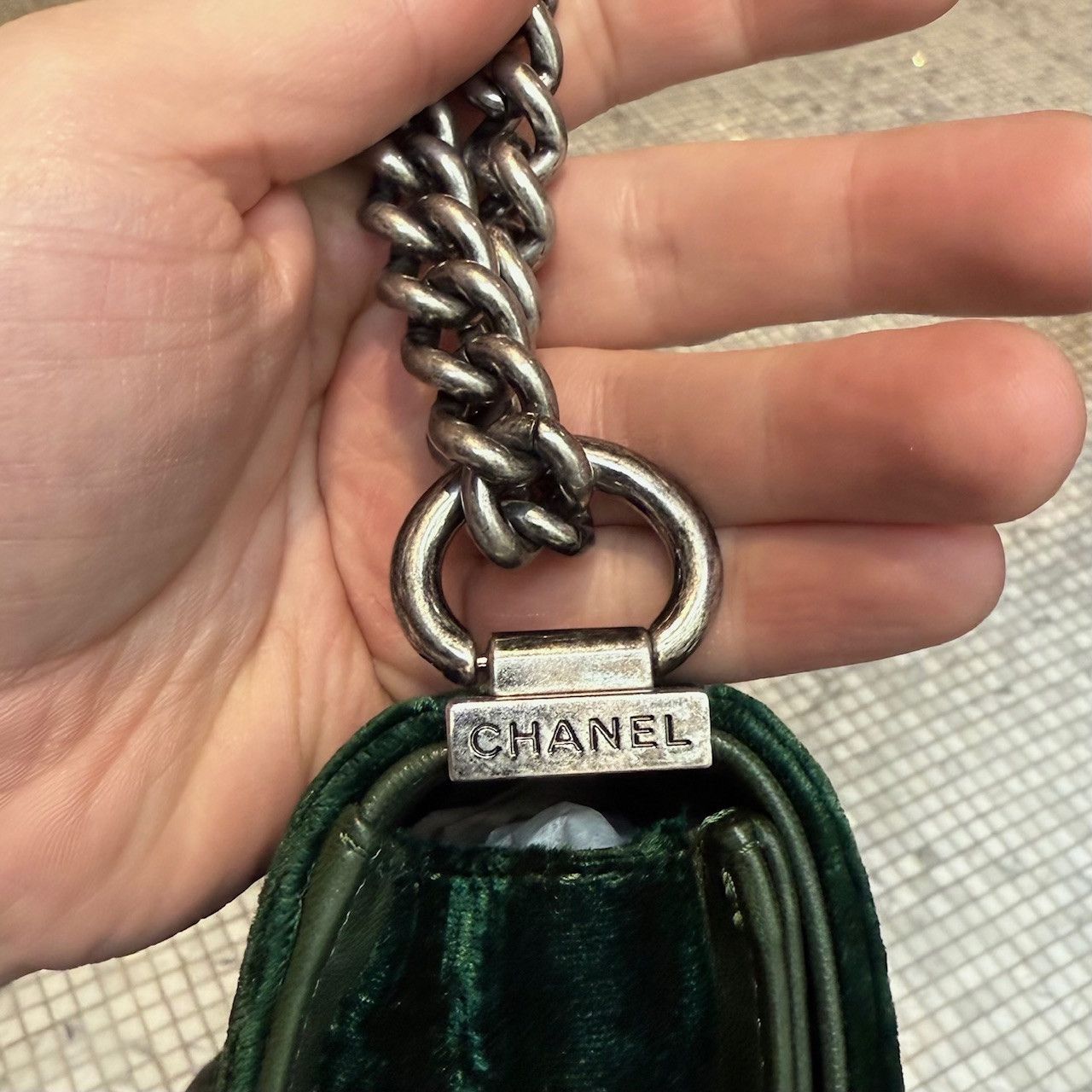 Chanel Chanel Forest Green Crushed Velvet Mini Boy Bag Size ONE SIZE - 12 Thumbnail