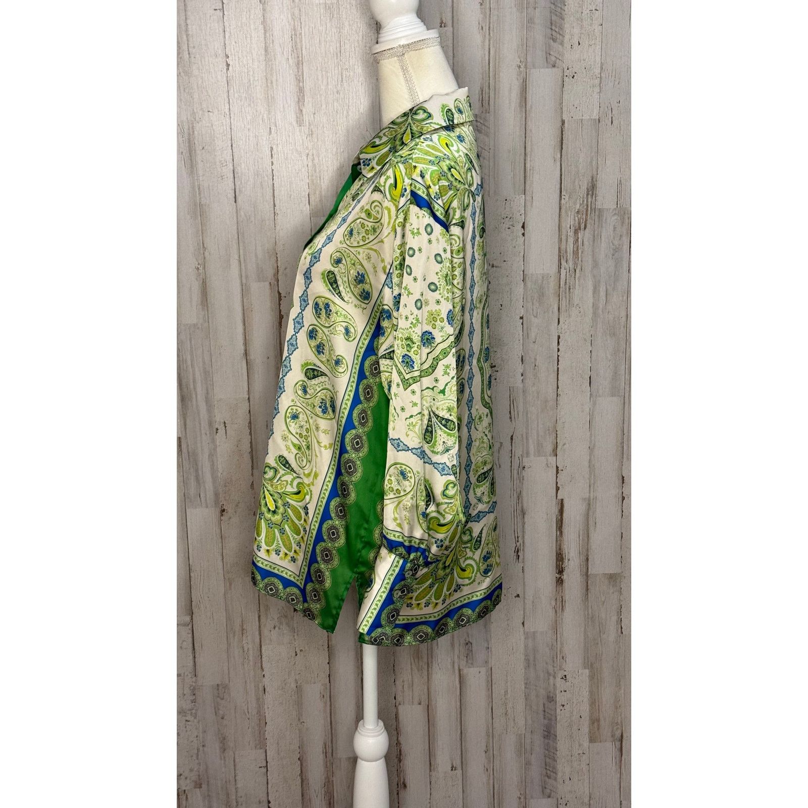 Zara Zara Women's Paisley Print Button-Up Blouse Green Blue Small Size S / US 4 / IT 40 - 6 Thumbnail