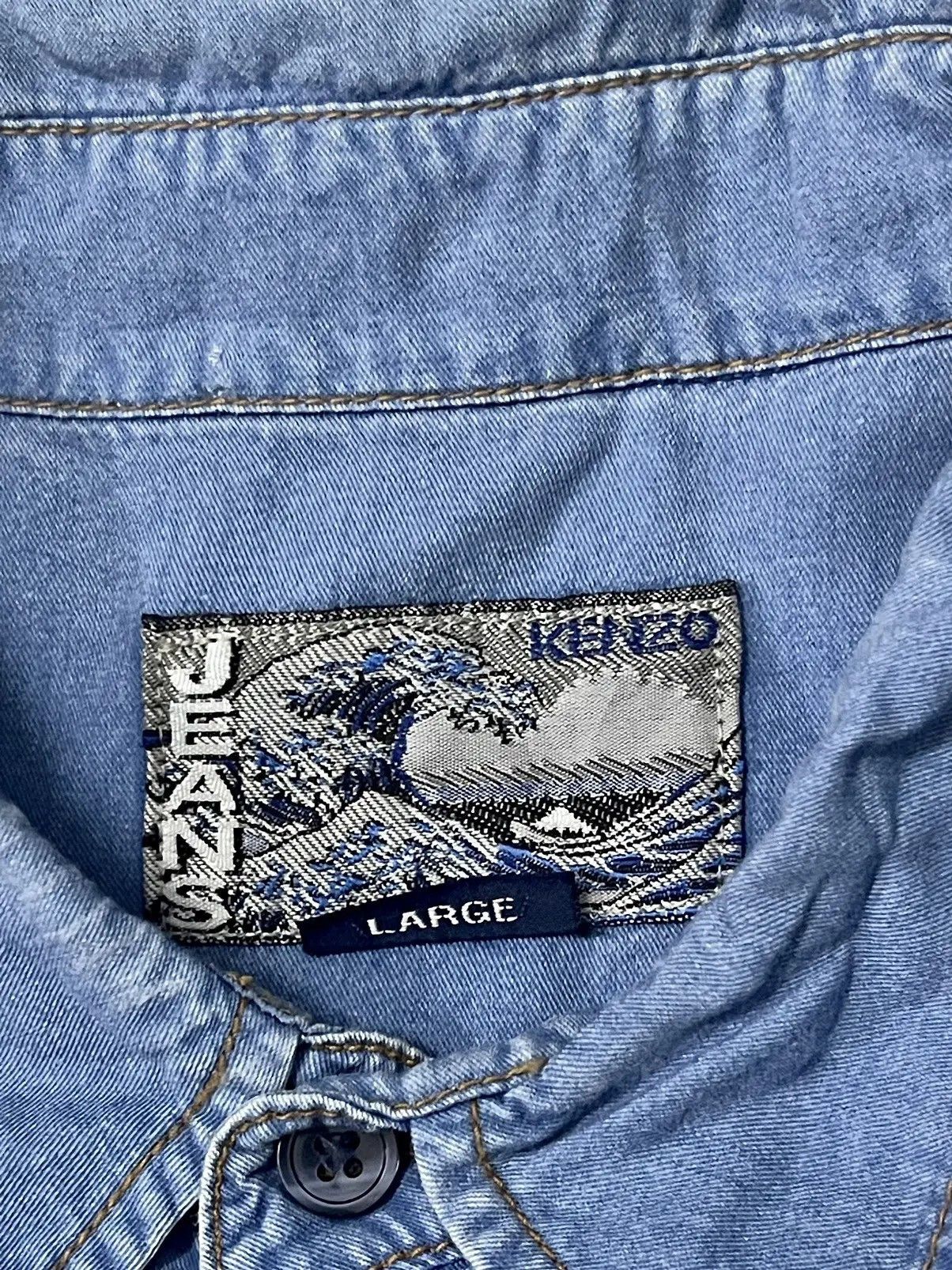 Kenzo 90s Kenzo Jeans Embroidered Pocket Denim Button Down Shirt Size US L / EU 52-54 / 3 - 4 Thumbnail