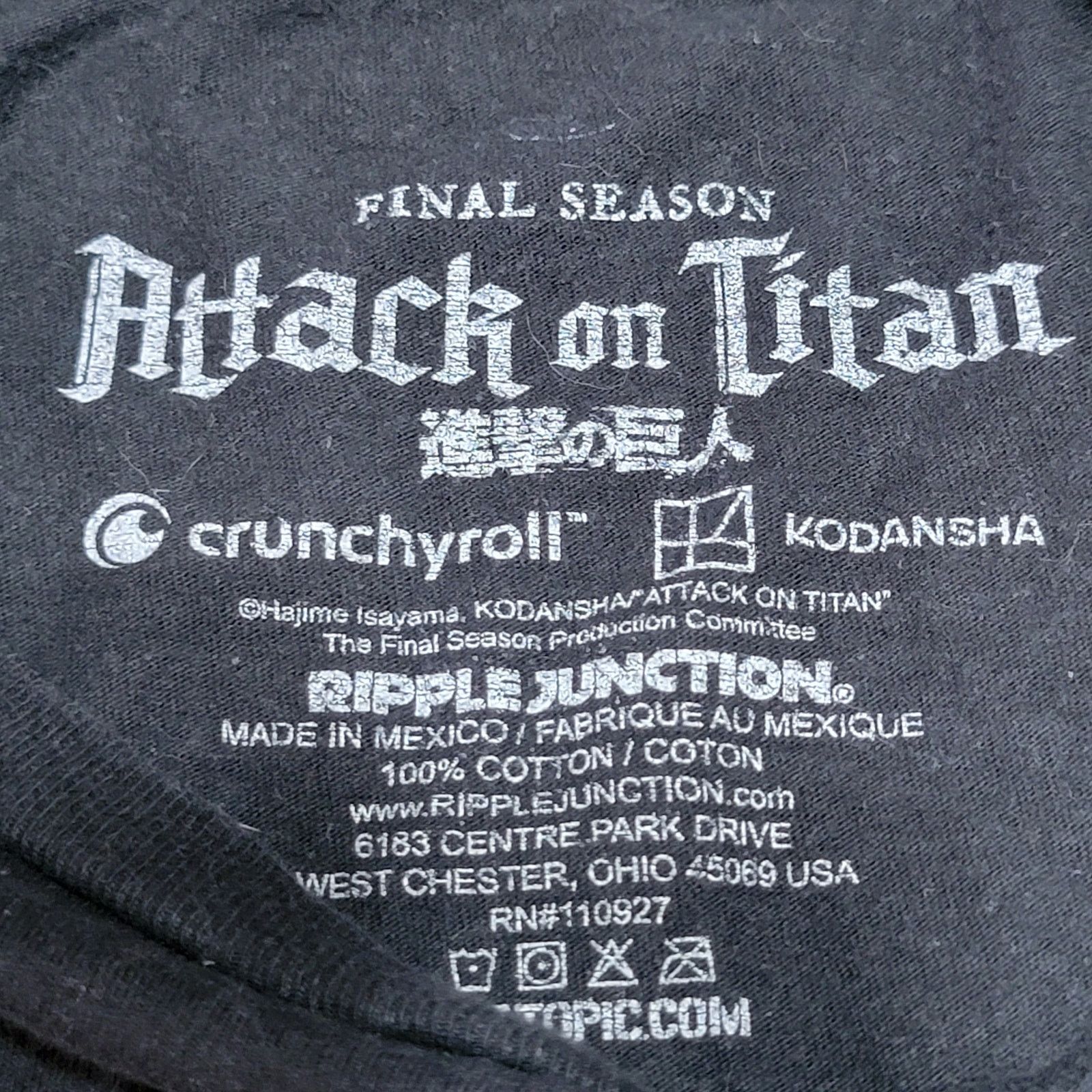 Other Attack On Titan Black Unisex Tee Captain Levi - Size Small Size US S / EU 44-46 / 1 - 3 Thumbnail