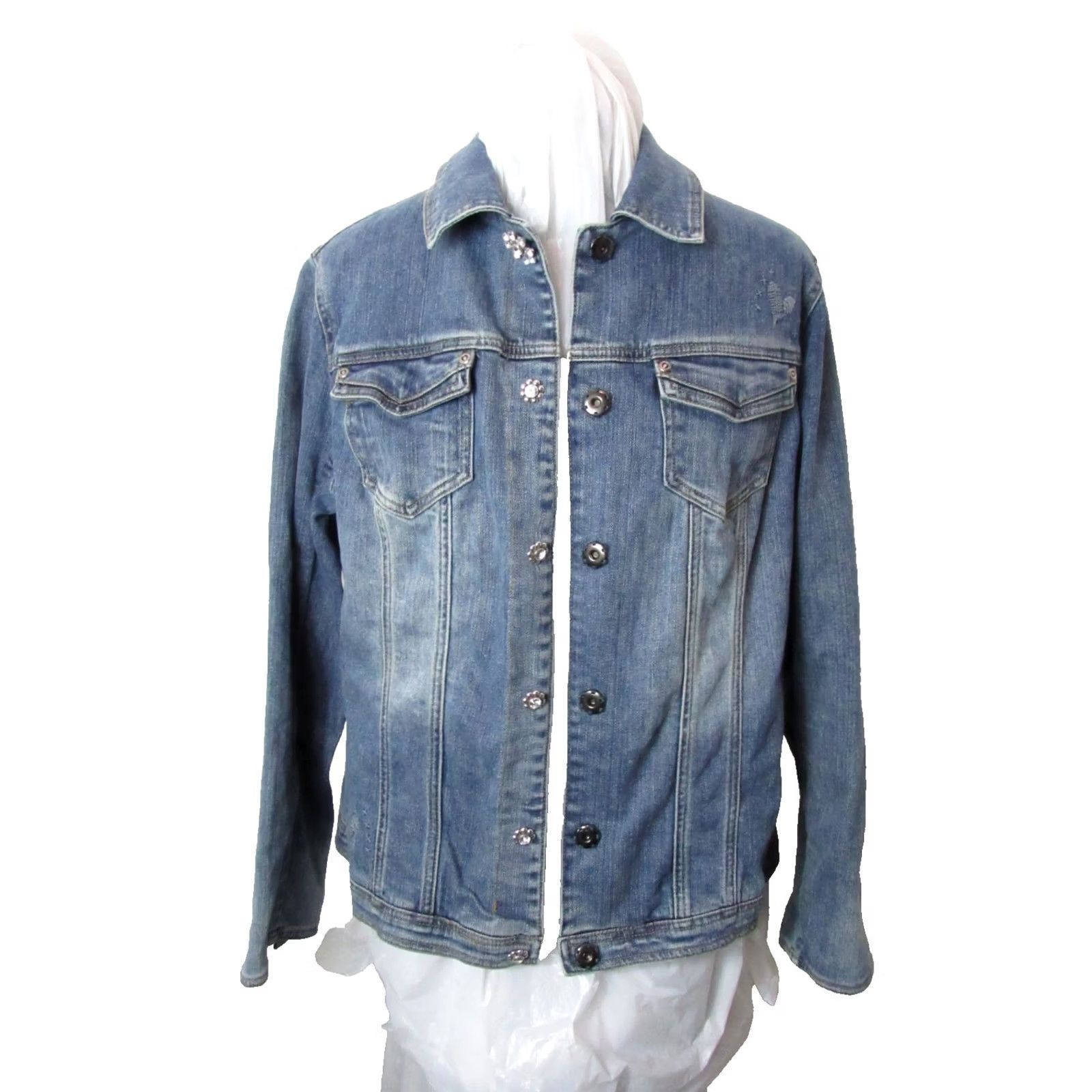 Brighton Brighton Denim Jacket Womens XL Rhinestone Button Long Sleeve Collared Y2K Blue Jacket Size XL / US 12-14 / IT 48-50 - 2 Thumbnail