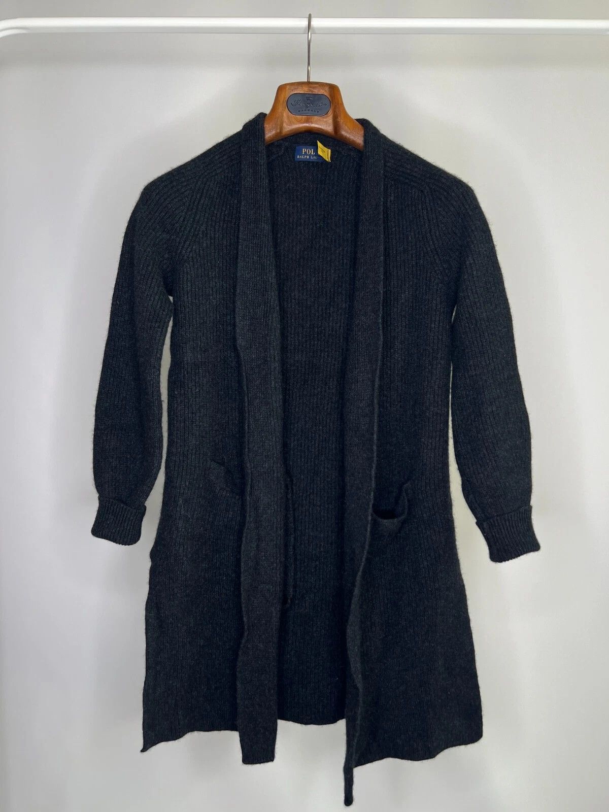 Polo Ralph Lauren Polo Ralph Lauren Long Open Dark Grey Cardigan Wool Cashmere Size S / US 4 / IT 40 - 1 Thumbnail