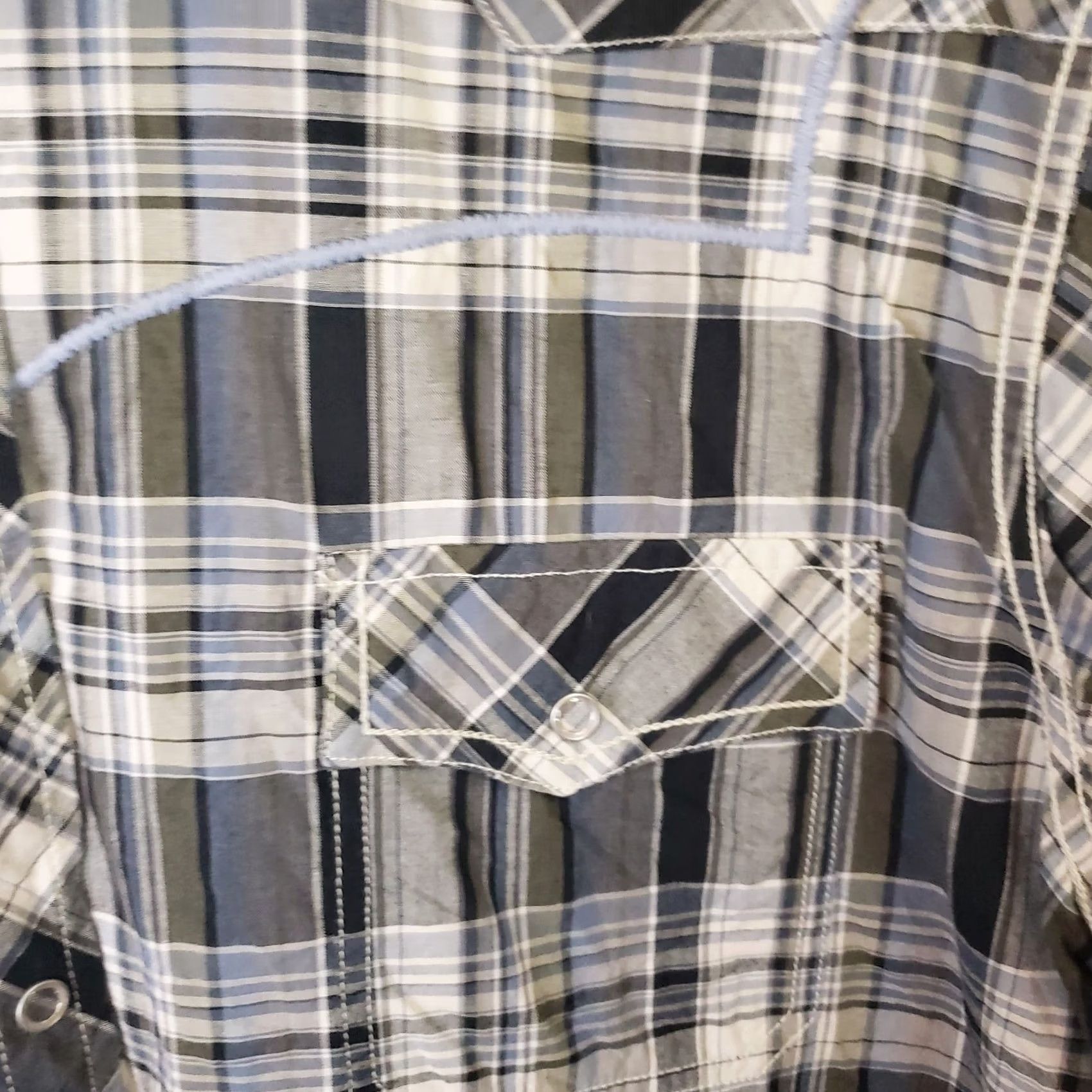 47 Rock 47 Shirt Mens XXL 2XL Long Sleeve Pearl Snap Plaid Gray Black Size US XXL / EU 58 / 5 - 5 Thumbnail