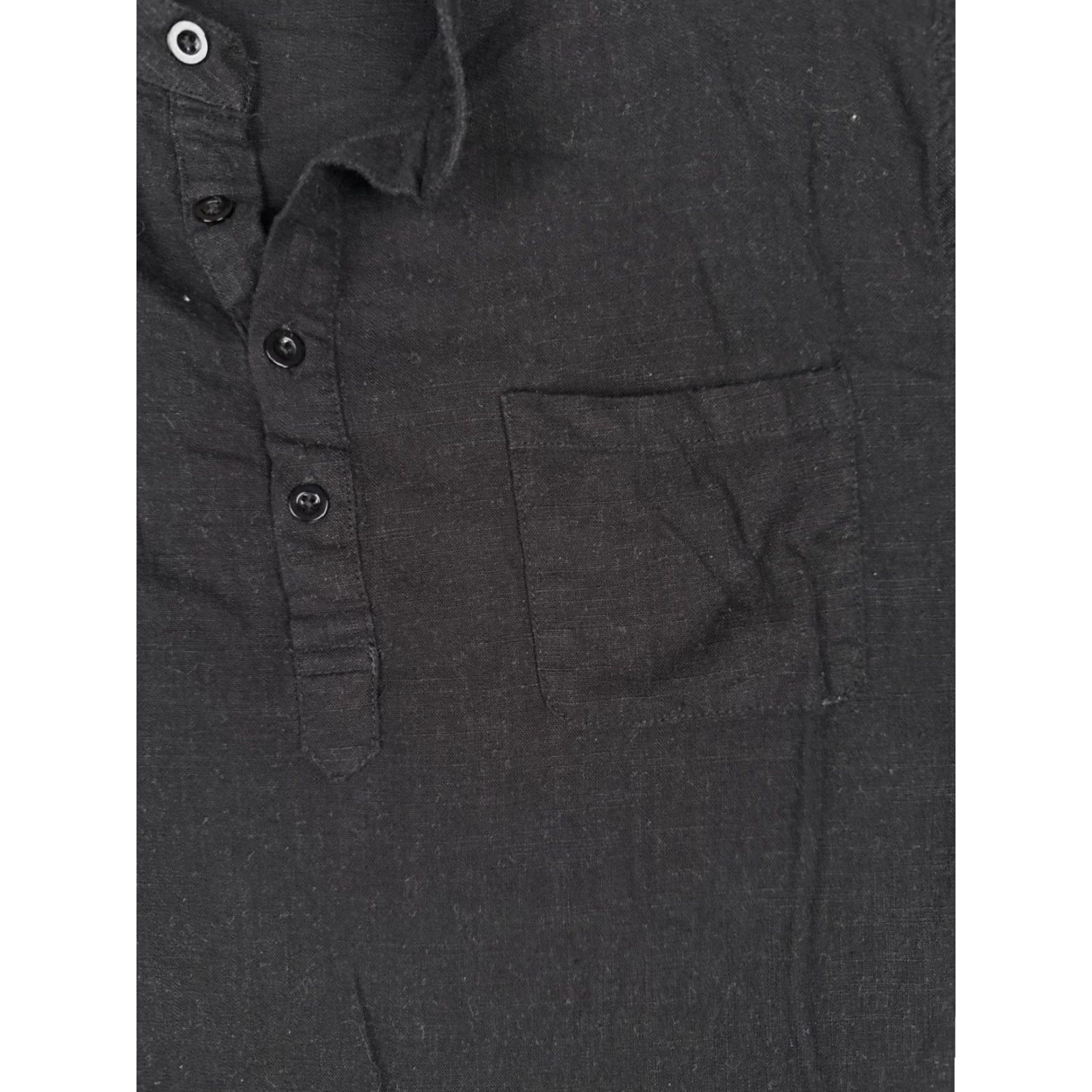 Vintage Shirt Men Medium Black Short Sleeve Henley Button Cotton Blend Workwear Pocket Size US M / EU 48-50 / 2 - 6 Thumbnail