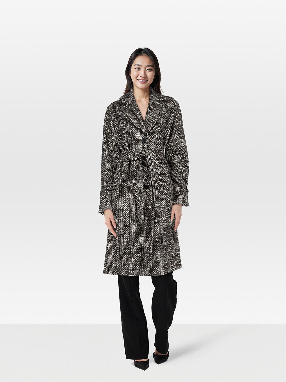 Other Grey Wool Single Breast Long Coat Size XS / US 0-2 / IT 36-38 - 1 Thumbnail