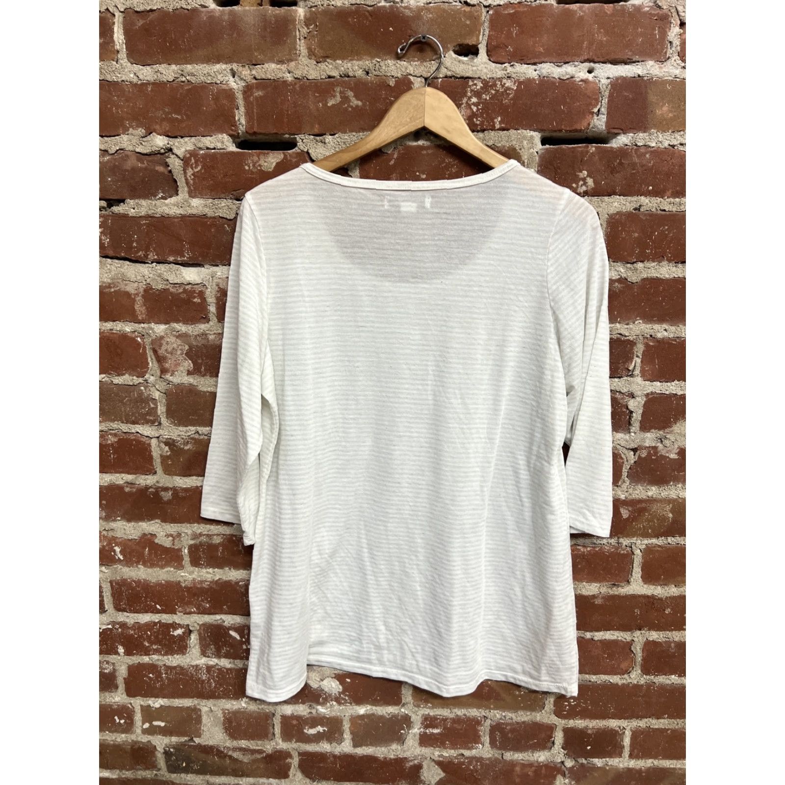 Coldwater Creek Coldwater Creek Womens T-Shirt White Striped 3/4 Sleeve XL Shirt Womens Size XL / US 12-14 / IT 48-50 - 3 Thumbnail