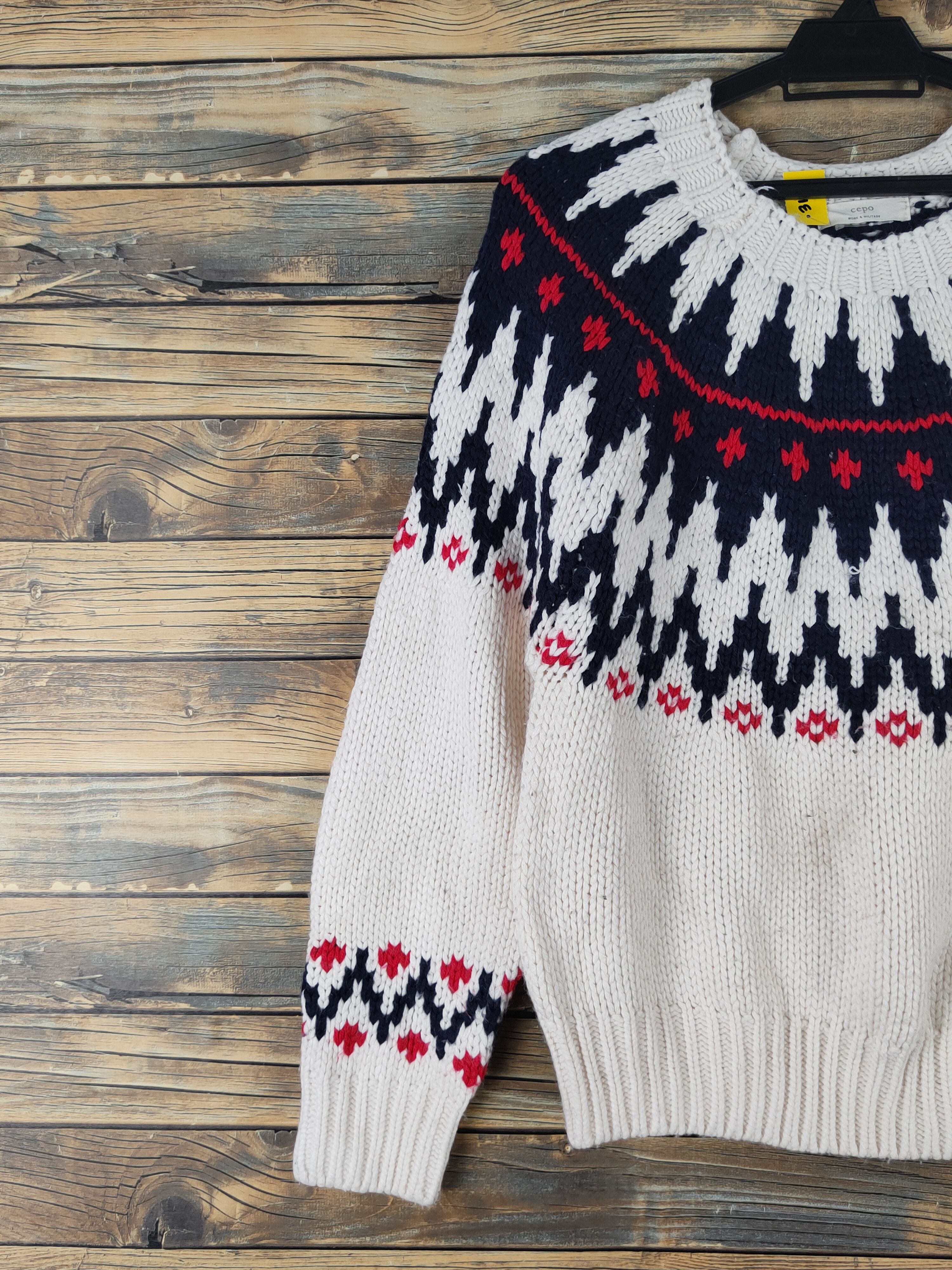 Homespun Knitwear Cepo Ivory art Knitwear Sweatshirts #W1641 Size US S / EU 44-46 / 1 - 3 Thumbnail