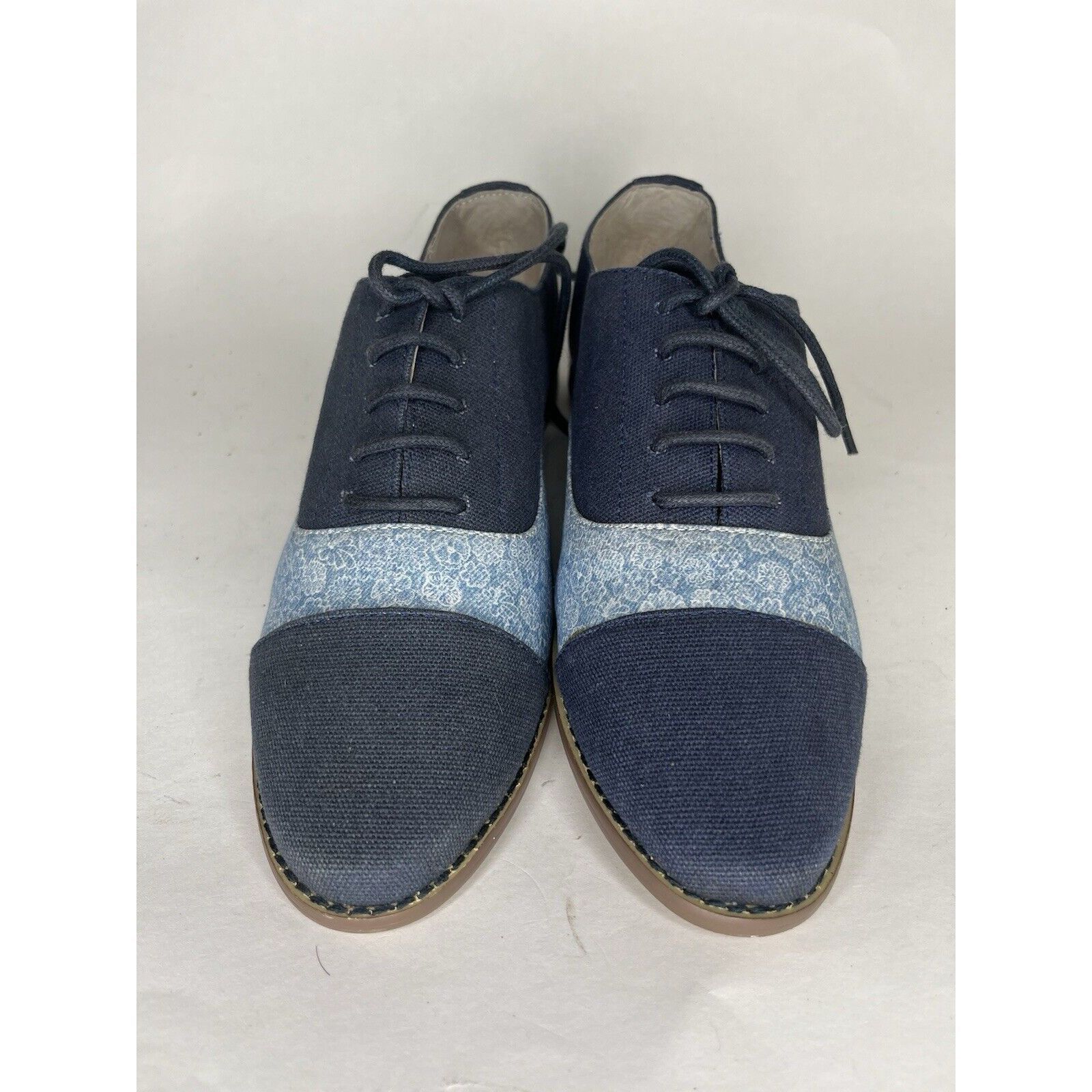Other Marais USA Shoes Blue Floral Canvas Cap Toe Lace Up Oxfords Size US 8 / IT 38 - 11 Thumbnail