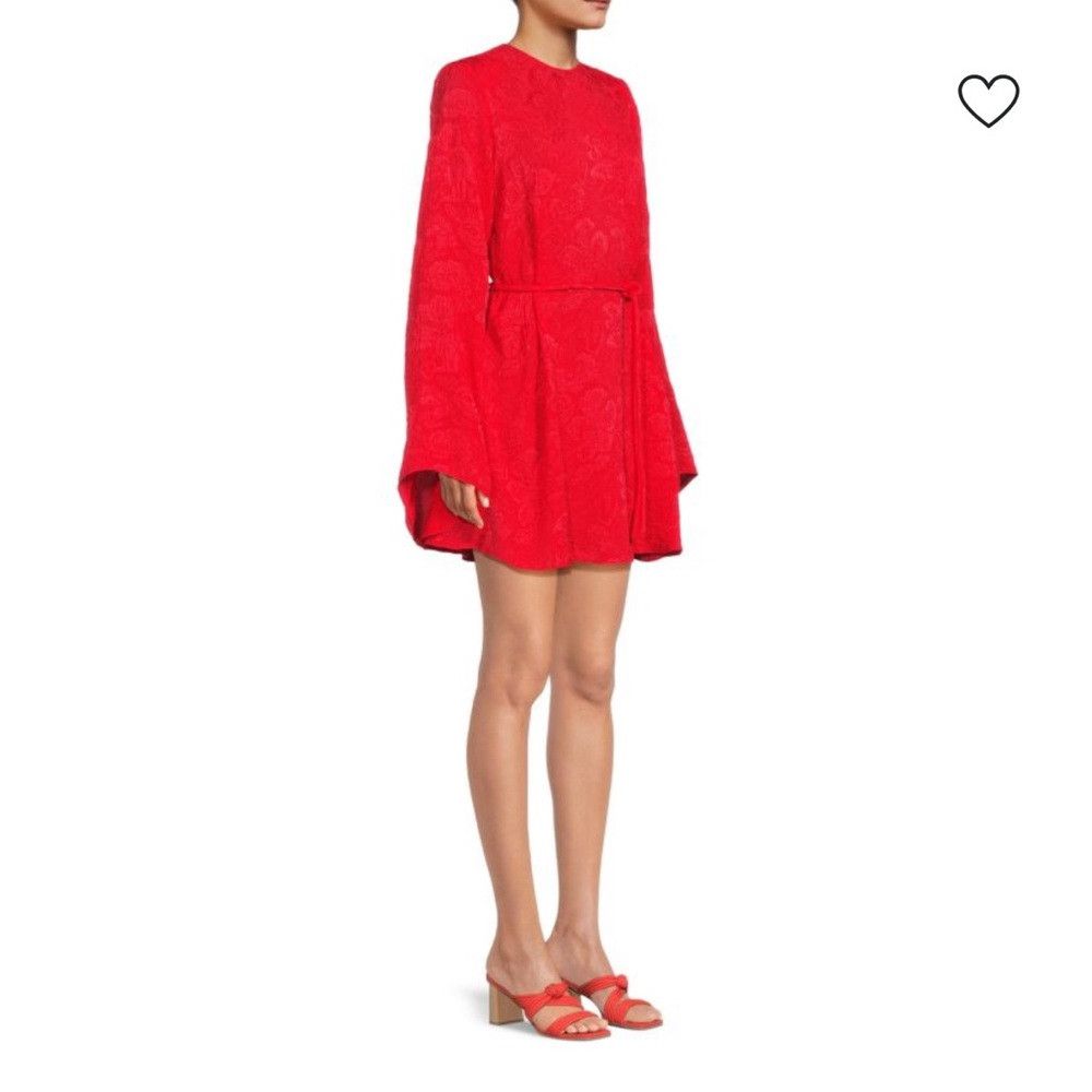 Stella McCartney New | STELLA MCCARTNEY Delia Floral Embossed Silk Dress Red Size M / US 6-8 / IT 42-44 - 1 Thumbnail