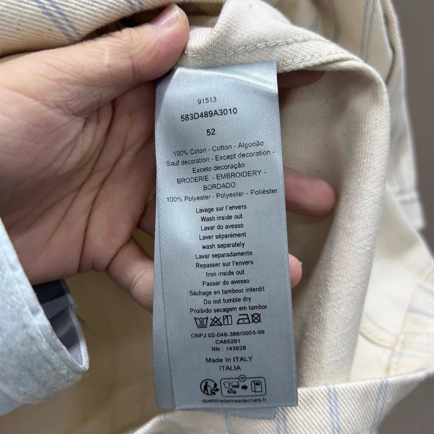 Dior Dior 25 NWT Cream Embroidered Slogan Striped Denim Jacket 52 Size US L / EU 52-54 / 3 - 5 Thumbnail