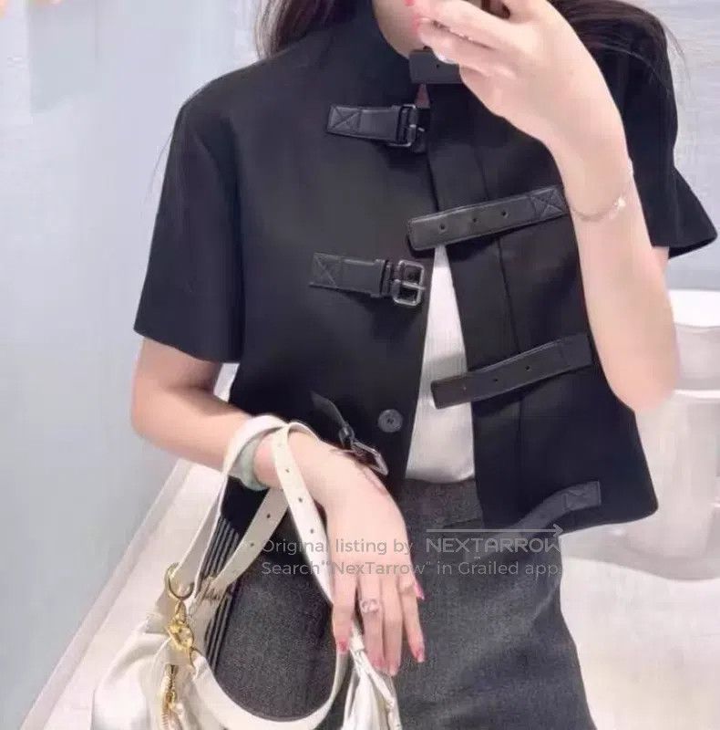 Dior Dior Black leather buckle design wool short sleeves Size XS / US 0-2 / IT 36-38 - 8 Thumbnail