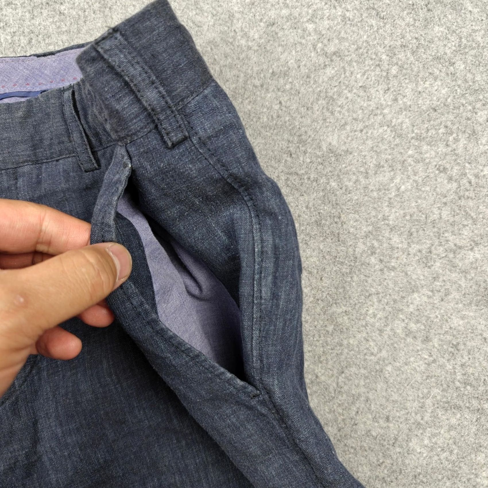 Vintage Emile Lafaurie Pants Mens 30x27 Blue Linen Dress Straight Leg Lightweight Dress Pants Blue Linen Pants Mens 30 27 Slim? Size US 30 / EU 46 - 3 Thumbnail