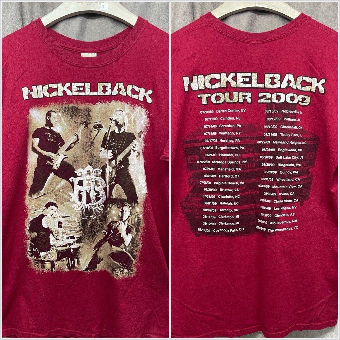 Gildan NICKELBACK 2009 TOUR SHIRT DARK HORSE NORTH AMERICAN MAROON Size US L / EU 52-54 / 3 - 1 Thumbnail