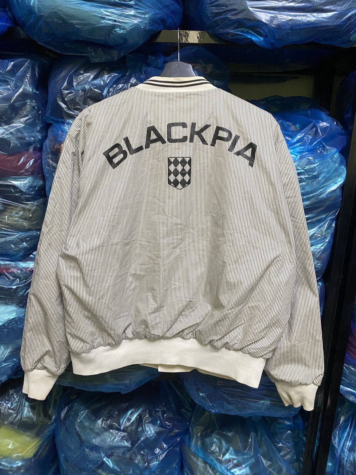 Japanese Brand Imperial RAIKA White Varsity Bomber Jacket BLACKPIA Size US L / EU 52-54 / 3 - 11 Thumbnail