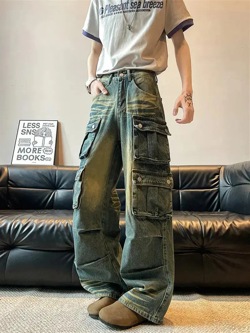 Japanese Brand Loose Hip Hop Wide Leg Pocket Jeans Size US 32 / EU 48 - 2 Thumbnail