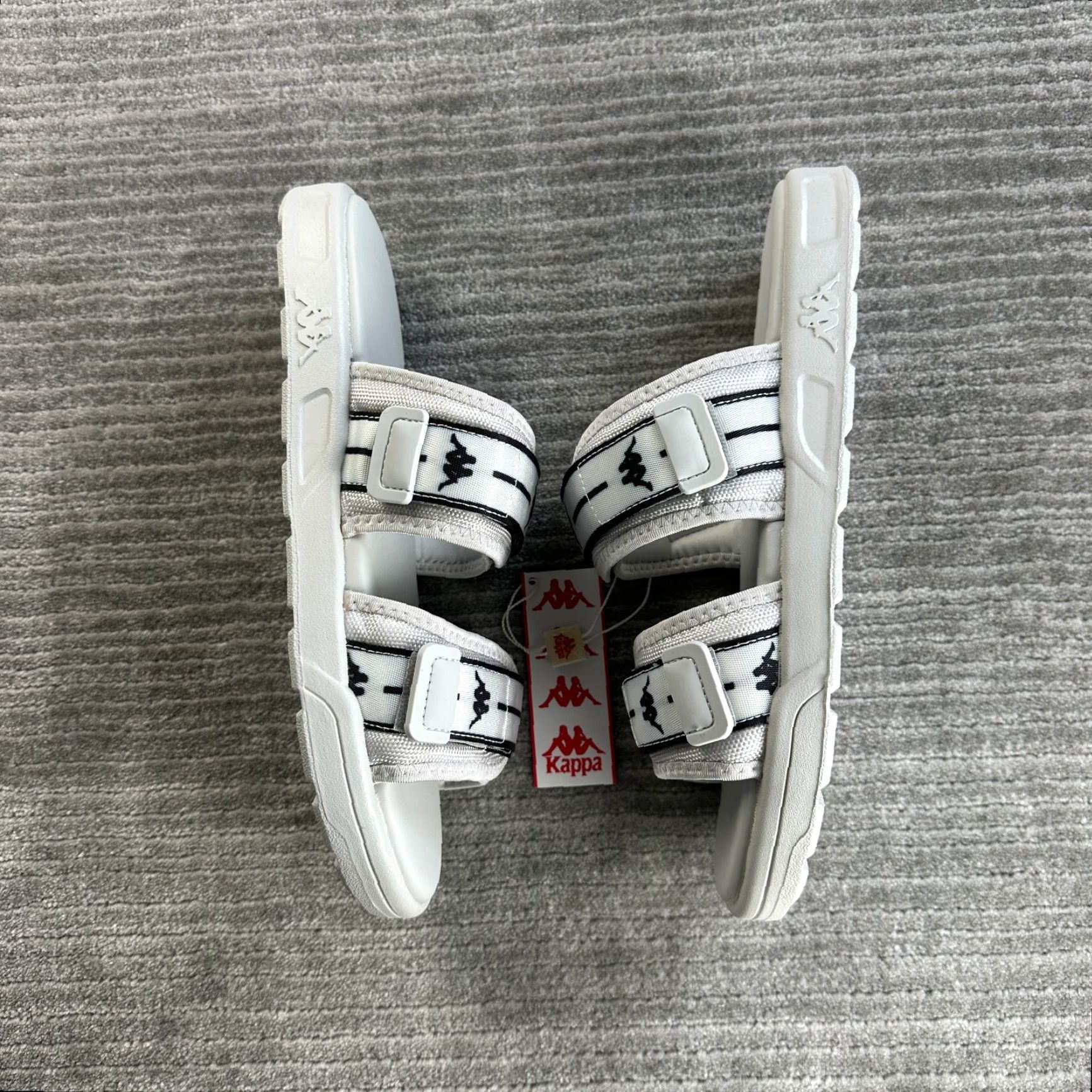 Kappa Kappa Sandals Mens Size 13 Gray Slip On Sandals Straps Nylon Upper Rubber Outsole Foam Insole Slide Shoes Size ONE SIZE - 2 Thumbnail