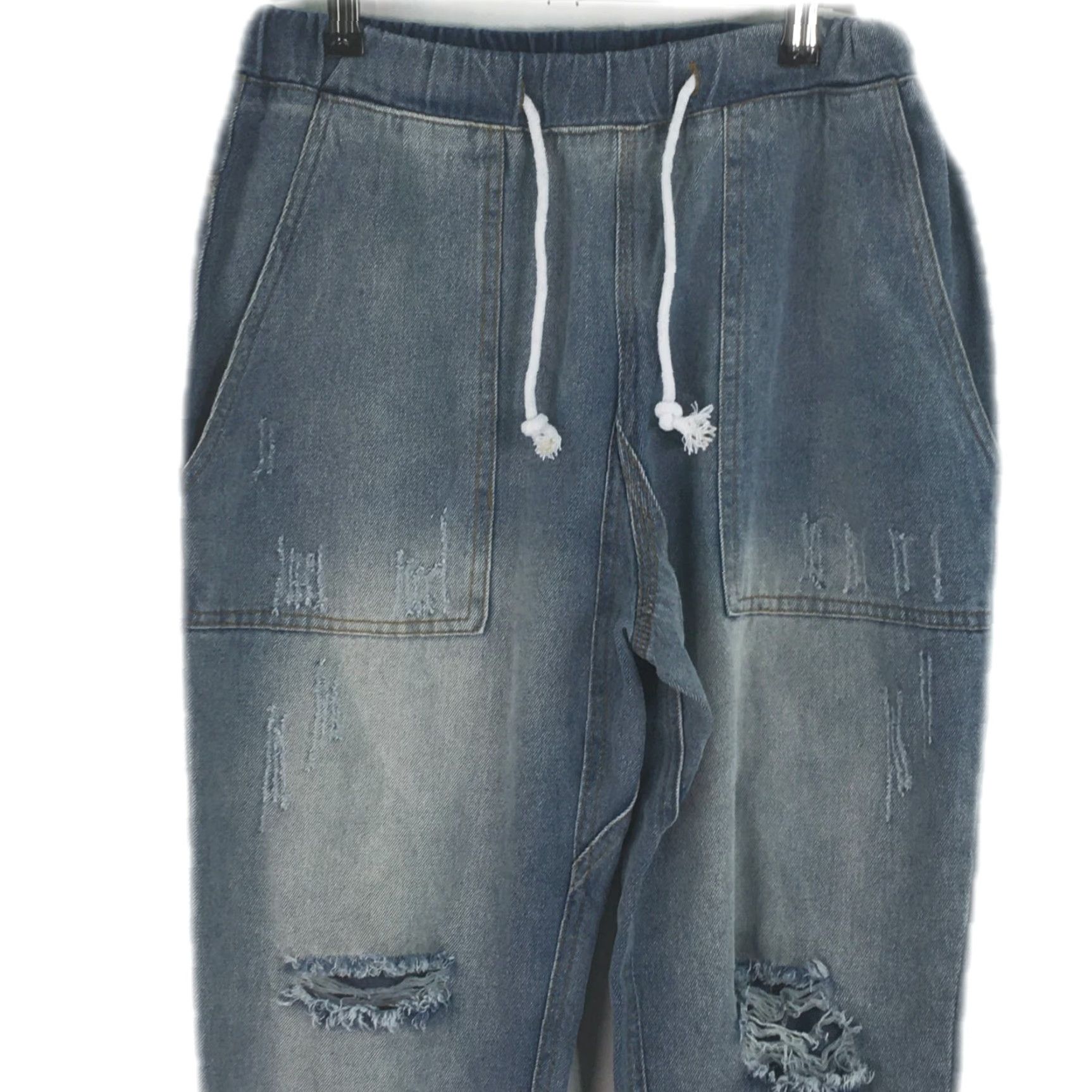 Denime VINTAGE Womens Jeans Denim Blue Size 26 Distressed Drawstring Casual Boyfriend Relaxed High Rise 27 In Inseam Size 26" / US 2 / IT 38 - 3 Thumbnail