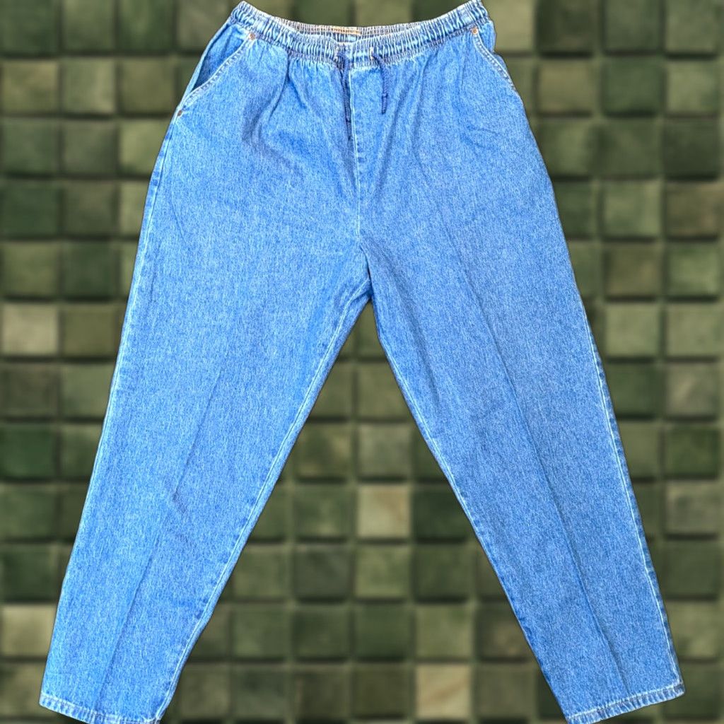Vintage VINTAGE Bobbie Brooks NWT Jeans 18P Petite Dark Stonewash Elastic Waist Stretch Pull On Women Size 40" / US 18 - 1 Thumbnail