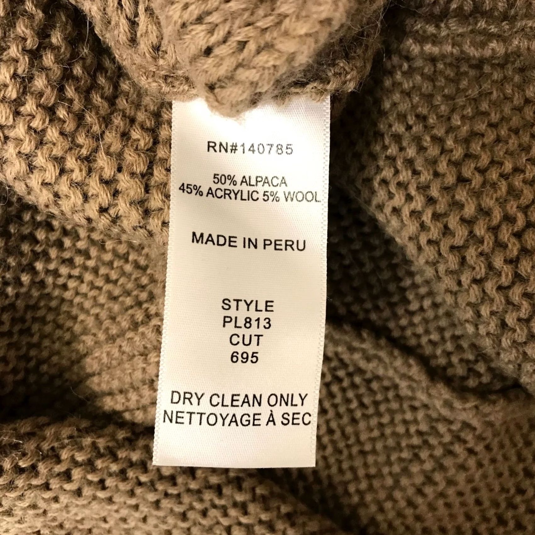 Brochu Walker BROCHU WALKER Cardigan ONE SIZE Brown Tan Alpaca Chunky Drape Front Womens Sweater Size ONE SIZE - 8 Thumbnail