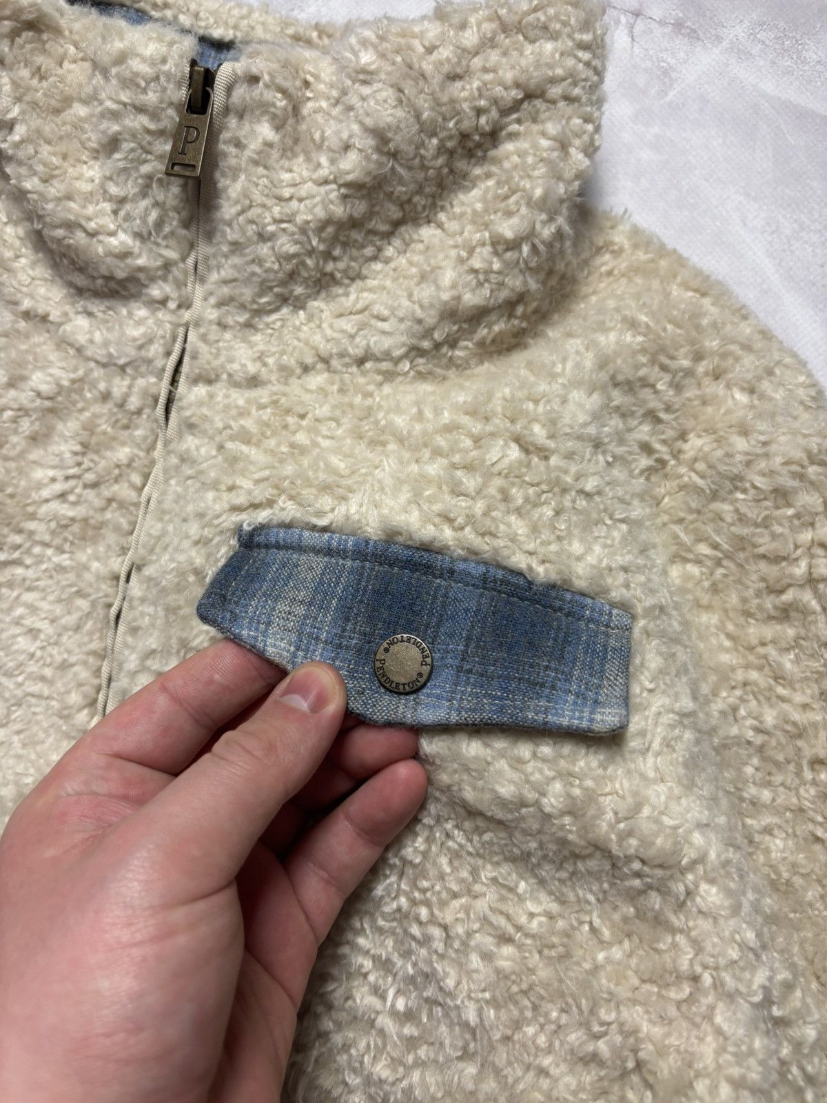 Pendleton Pendleton Sherpa Jacket Teddy Fuzzy Plaid Accents Womens L Size L / US 10 / IT 46 - 4 Thumbnail