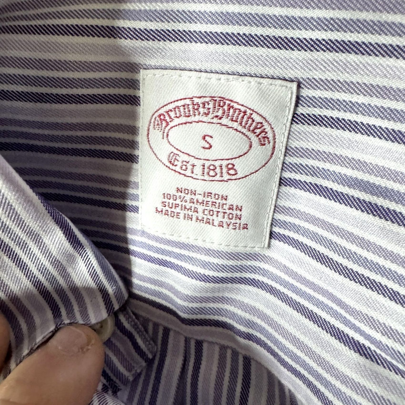 Brooks Brothers Brooks Brothers Shirt Mens Small Blue Stripe Non Iron Supima Cotton Button Down Dress Shirt Man S Blue Striped Non-Iron 100% Cotton Size US S / EU 44-46 / 1 - 7 Thumbnail