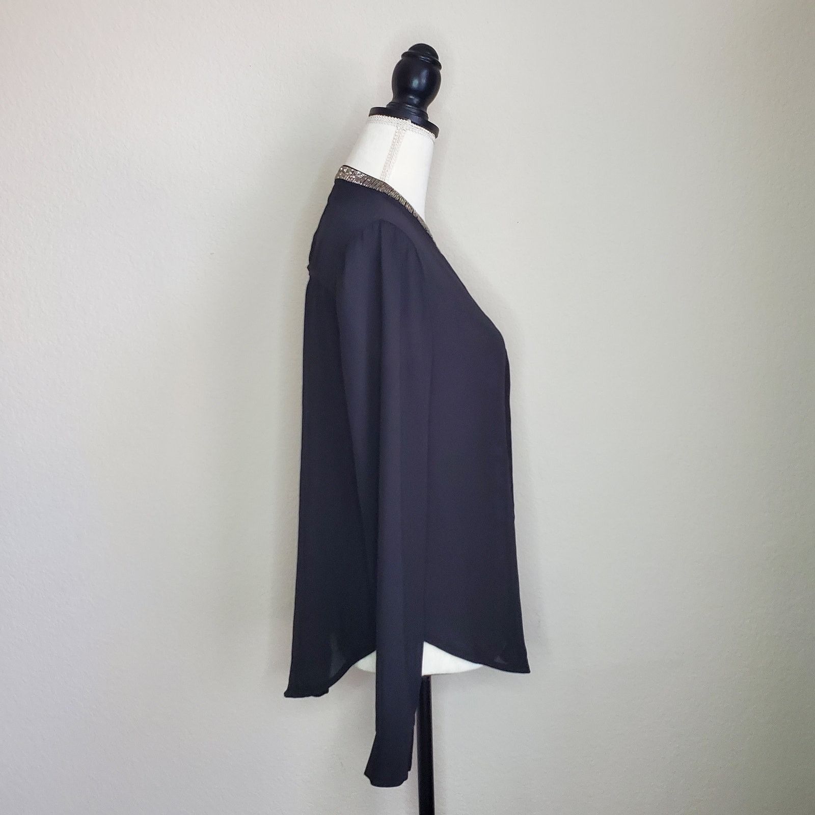 ASTR The Label ASTR Black Beaded Button Down Top Small Size S / US 4 / IT 40 - 2 Thumbnail