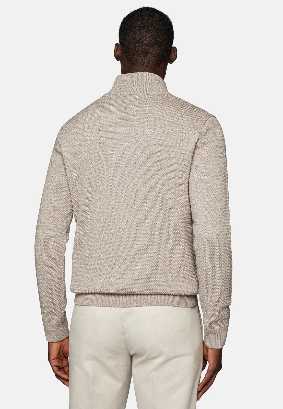 Boggi Milano Mens Beige Textured Cotton LS Sweater Jumper