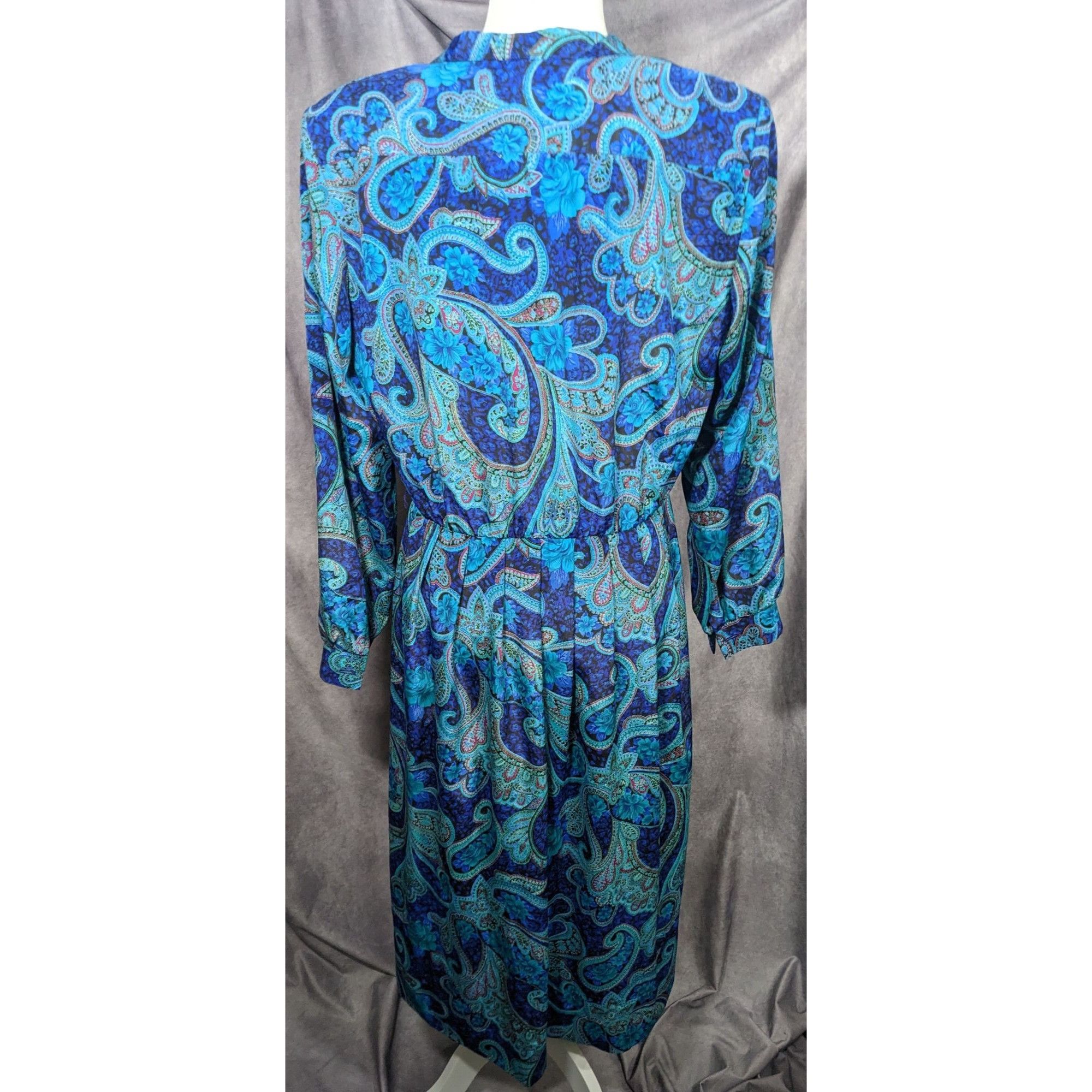 Other Vintage 80s Willi Of California Blue Paisley Dress Size L / US 10 / IT 46 - 7 Thumbnail
