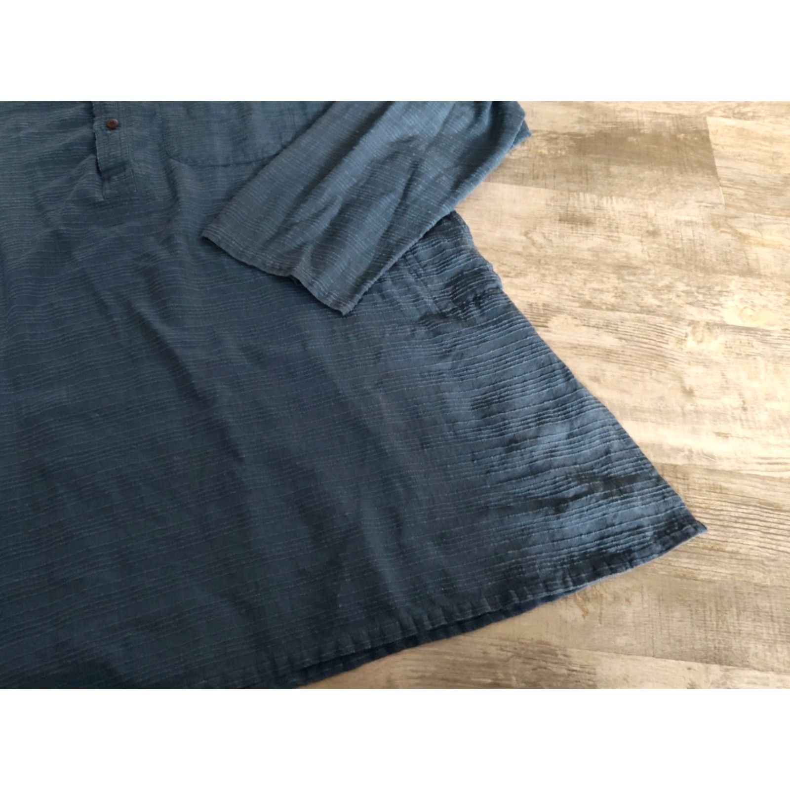 Vintage VINTAGE Fabindia Men's Cotton Kurta Shirt Long Sleeve Button-Up Casual 44 Navy Blue India Size US XXL / EU 58 / 5 - 3 Thumbnail
