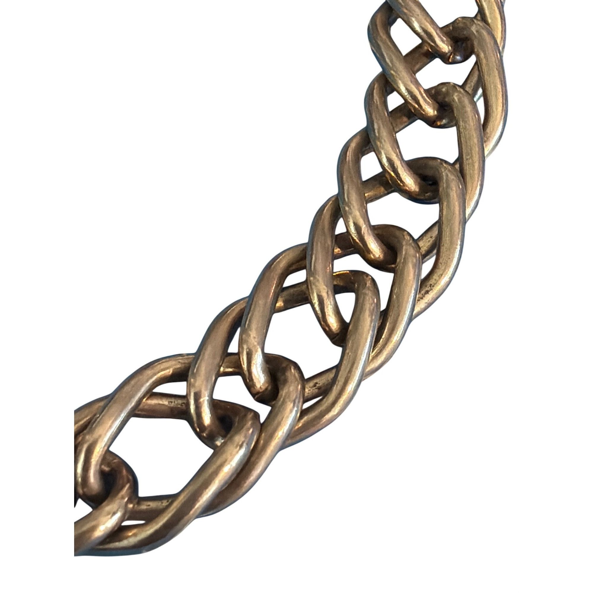 Other Vintage Silver Tone Double Curb Link Bracelet Fold Over Clas Size ONE SIZE - 2 Thumbnail
