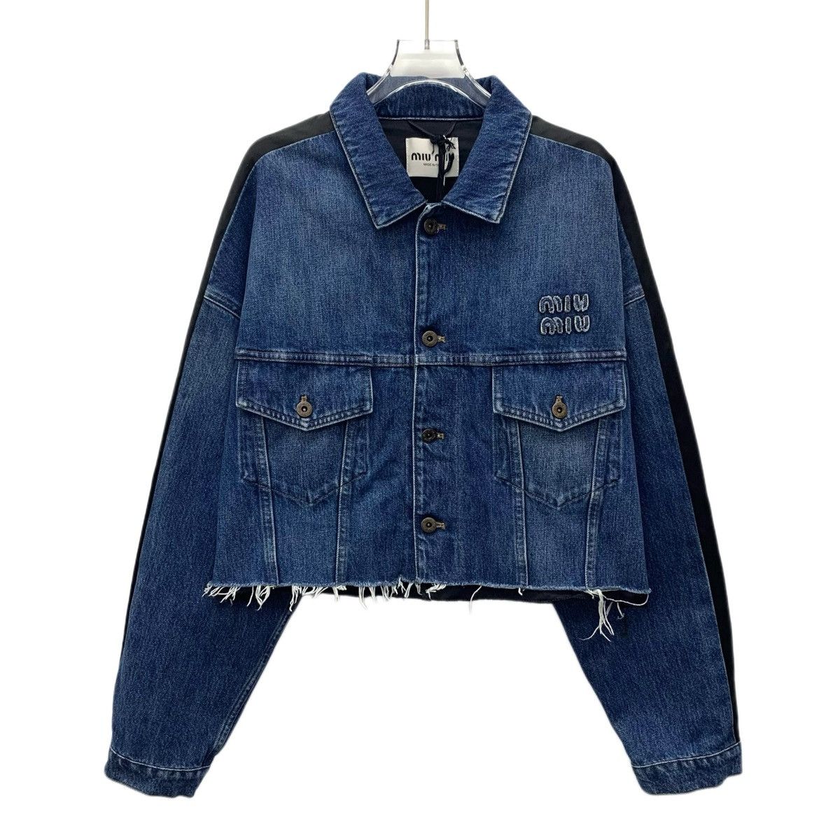 Miu Miu Miu Miu 22 blue logo monogrammed embroidered denim jacket Size M / US 6-8 / IT 42-44 - 1 Thumbnail