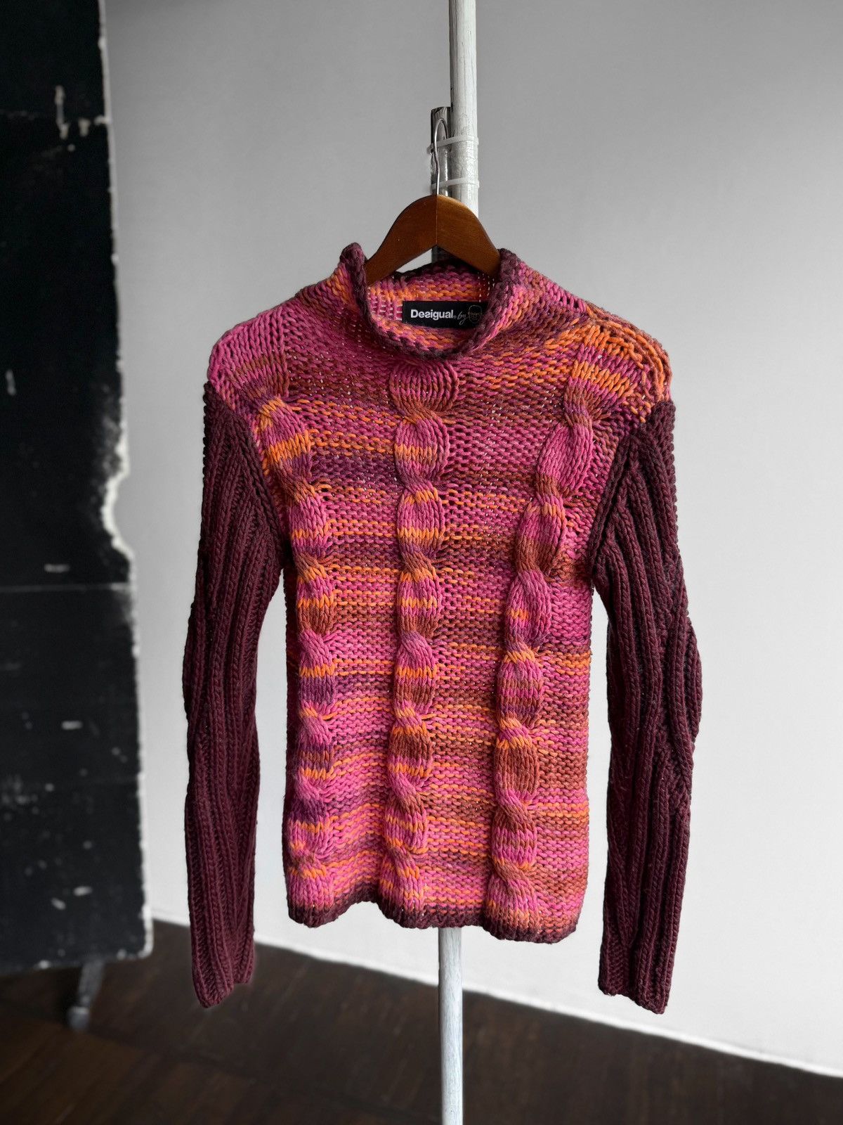 Desigual Desigual by L Womens Multicolor Gradient Cable Knit Sweater Size M / US 6-8 / IT 42-44 - 1 Thumbnail