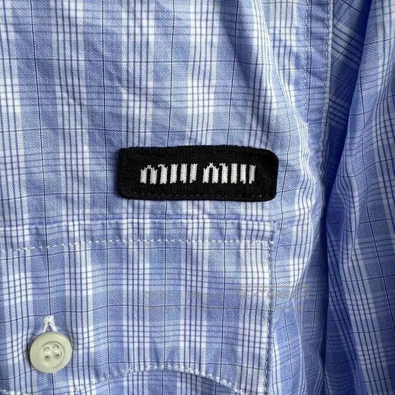 Miu Miu Miu Miu Light Blue Cotton Shirt for Women . Size M / US 6-8 / IT 42-44 - 6 Thumbnail