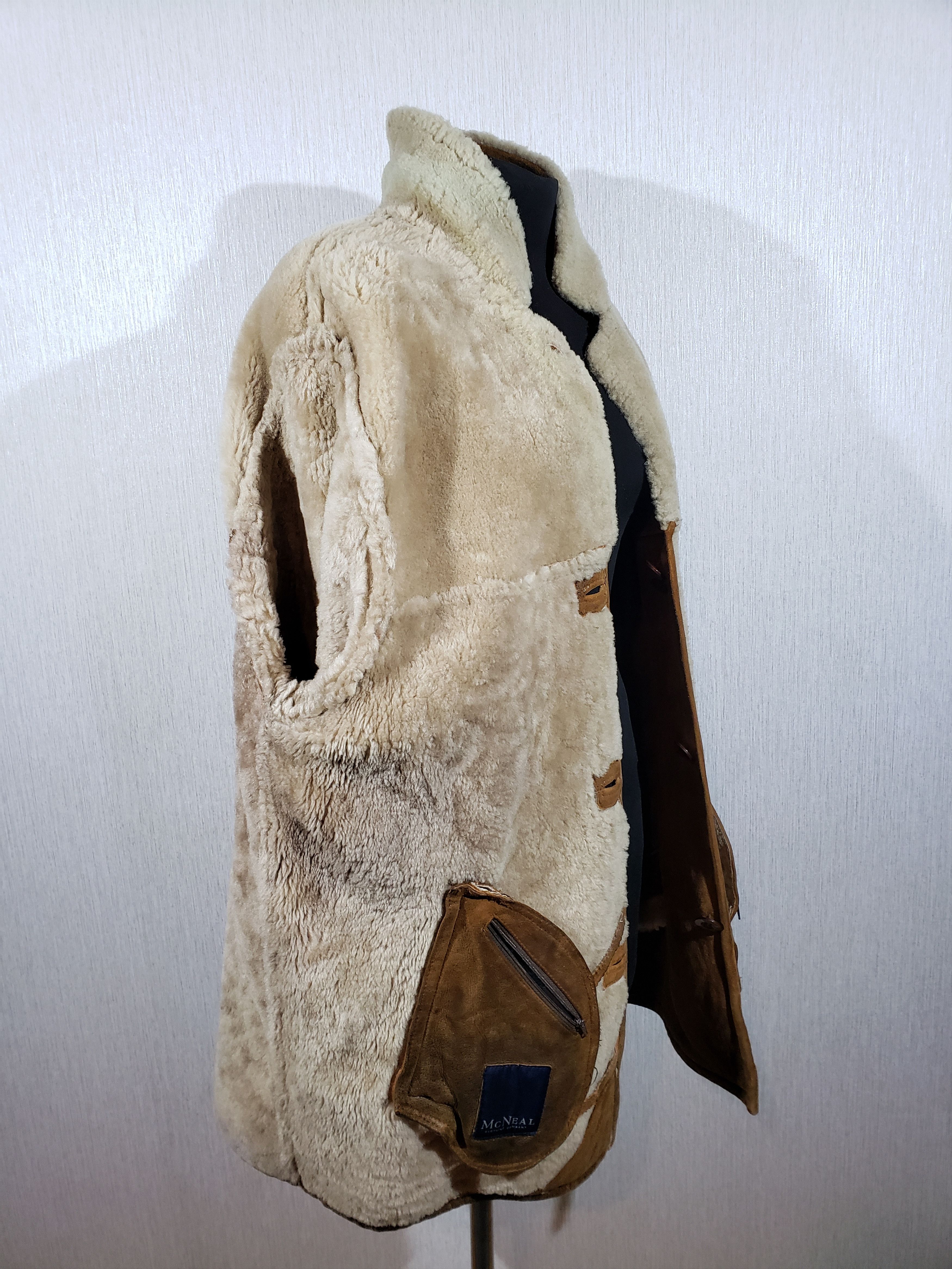 Other Brown men's sheepskin coat with buttons. Size US L / EU 52-54 / 3 - 7 Thumbnail
