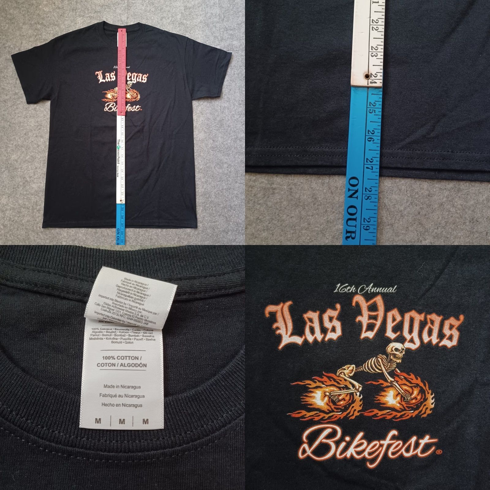 Gildan VINTAGE Las Vegas Bike Fest Shirt M Black Logo Two Side 16th Annual Skull Biker 2016 Mens Size US M / EU 48-50 / 2 - 8 Thumbnail