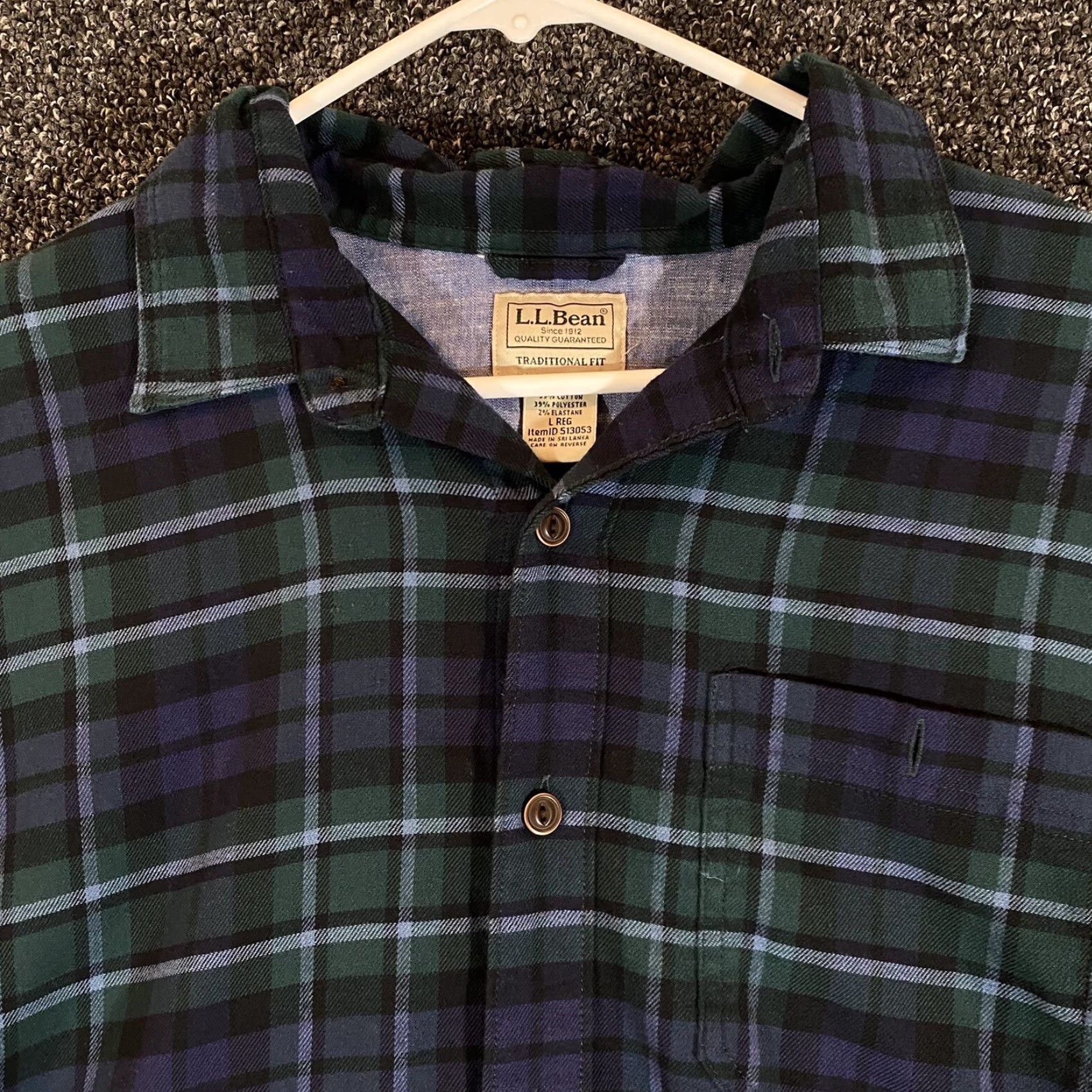 Vintage L.L. Bean Flannel Shirt Mens Large Regular Blue Green Plaid Long Sleeve Button-Up Size US L / EU 52-54 / 3 - 2 Thumbnail